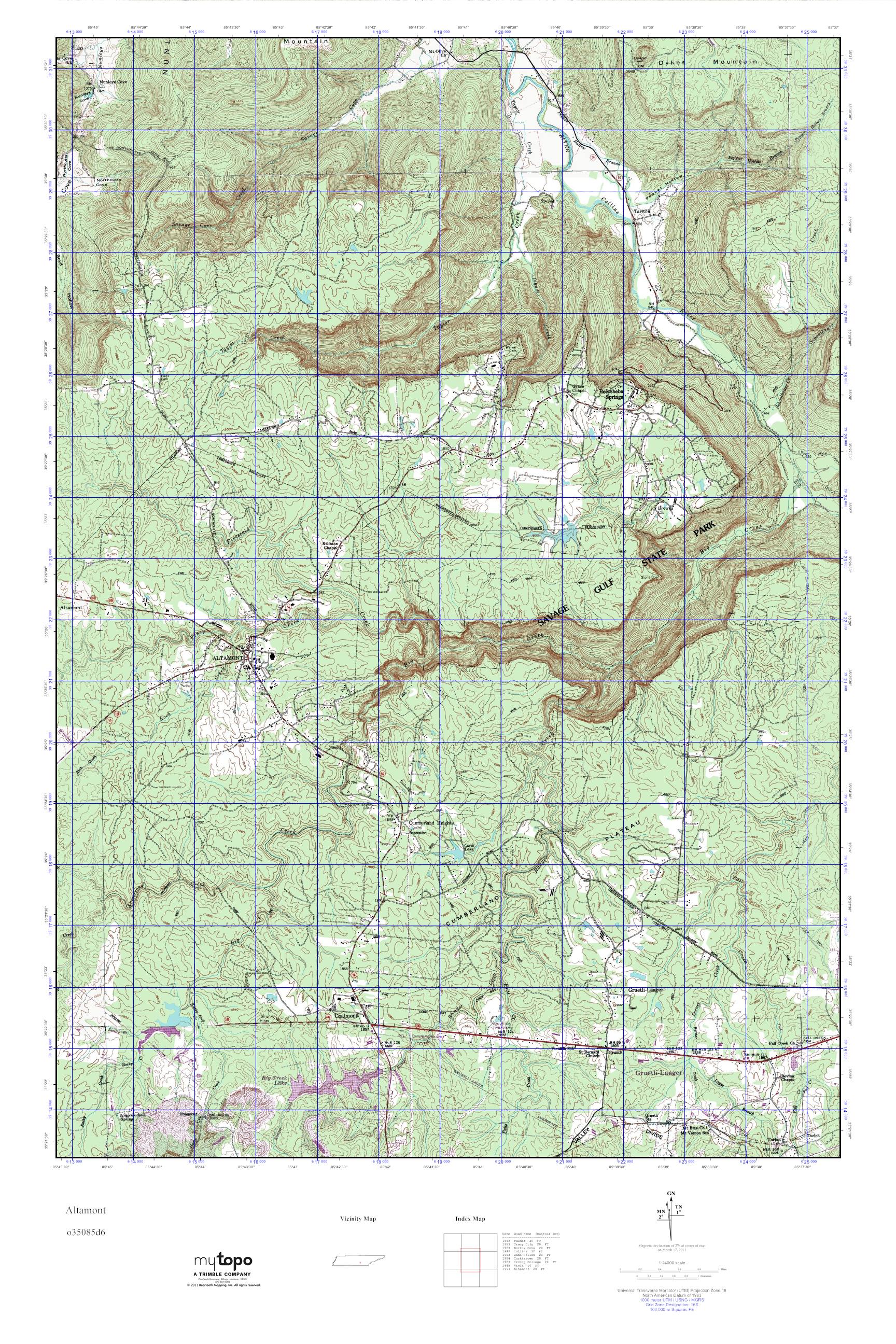MyTopo Altamont, Tennessee USGS Quad Topo Map