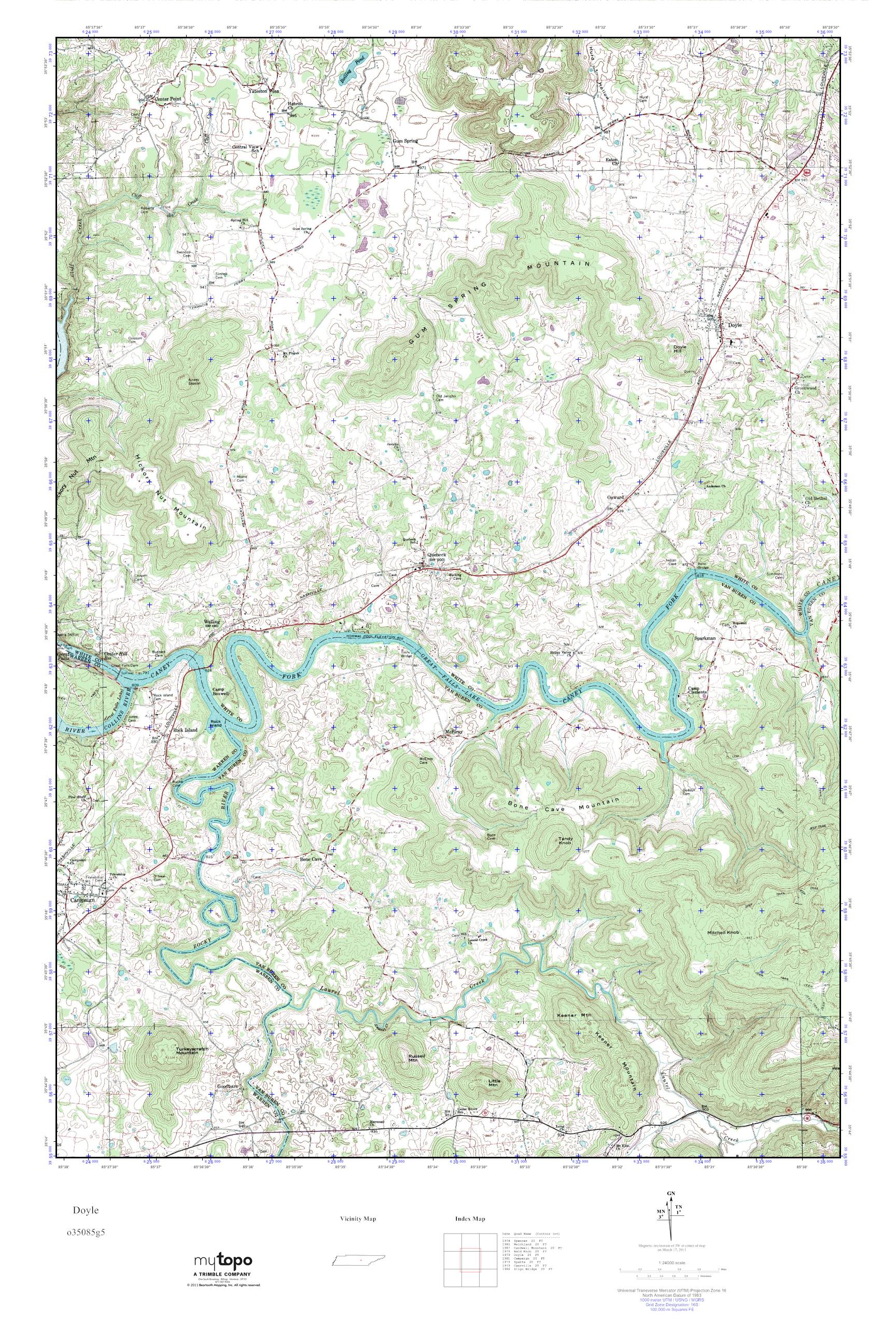 MyTopo Doyle, Tennessee USGS Quad Topo Map