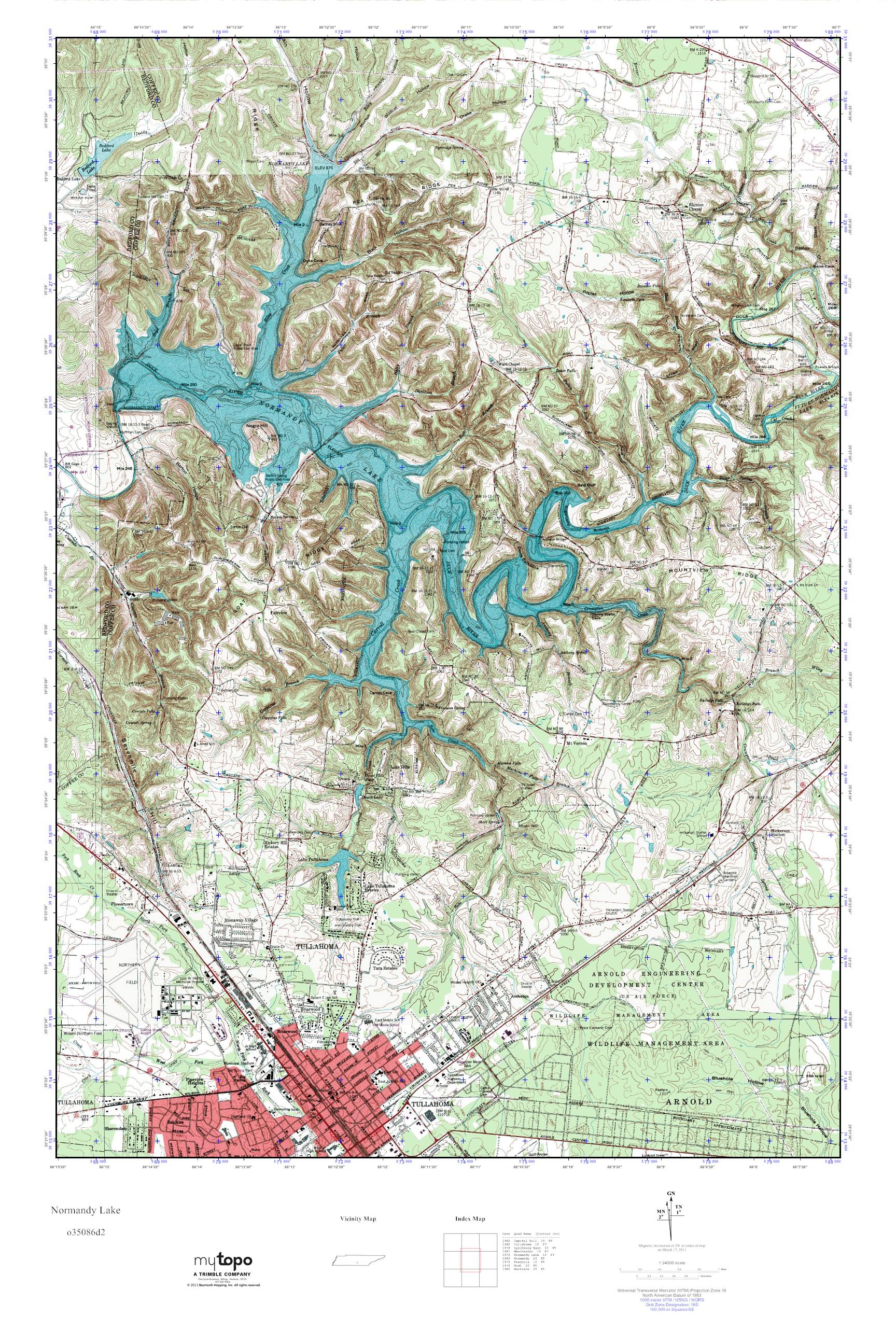 MyTopo Normandy Lake, Tennessee USGS Quad Topo Map