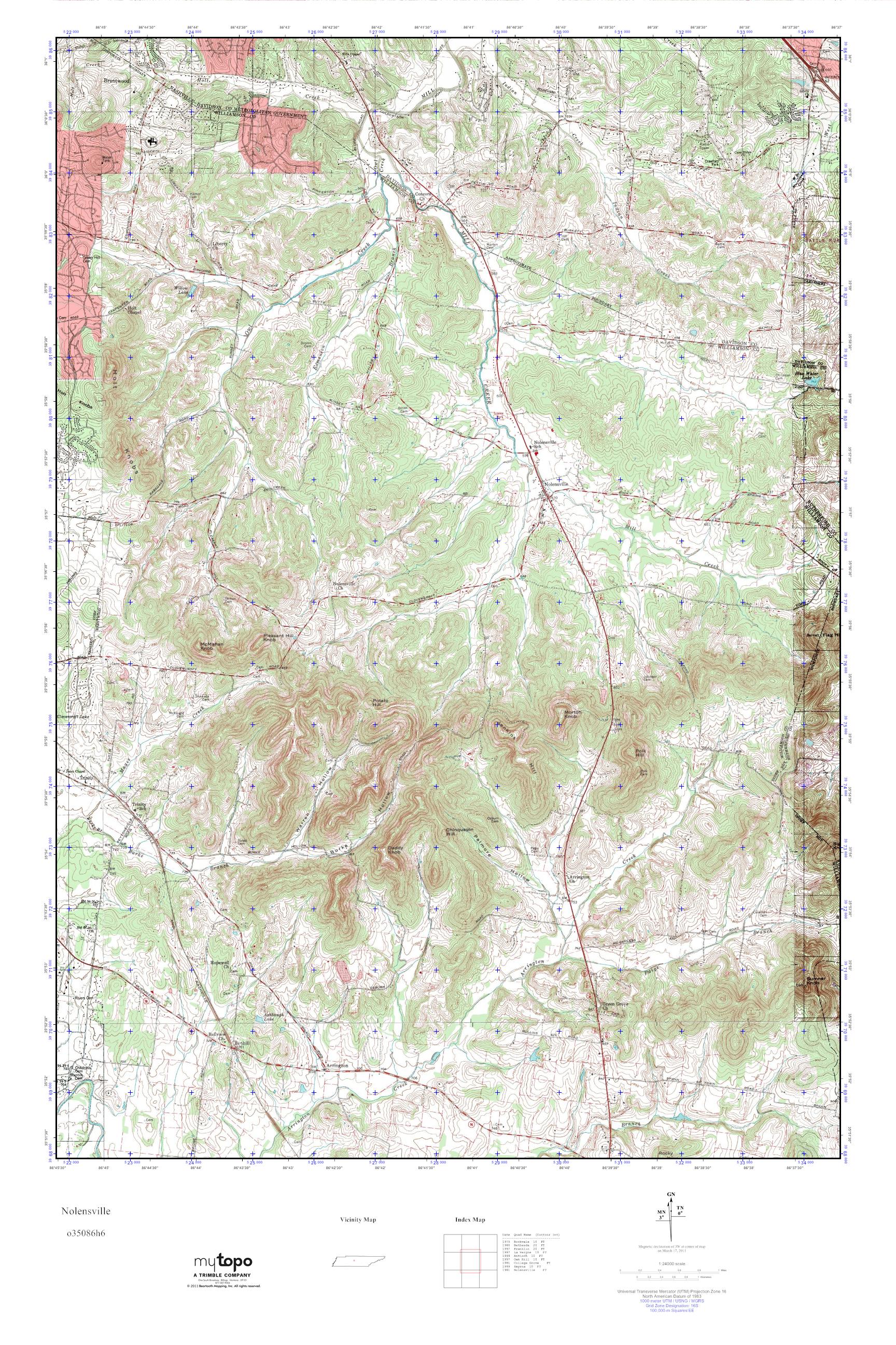 MyTopo Nolensville, Tennessee USGS Quad Topo Map