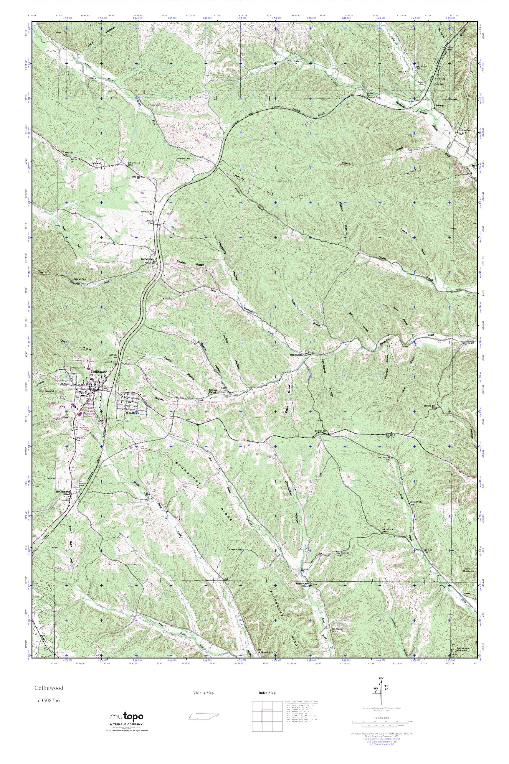 MyTopo Collinwood, Tennessee USGS Quad Topo Map