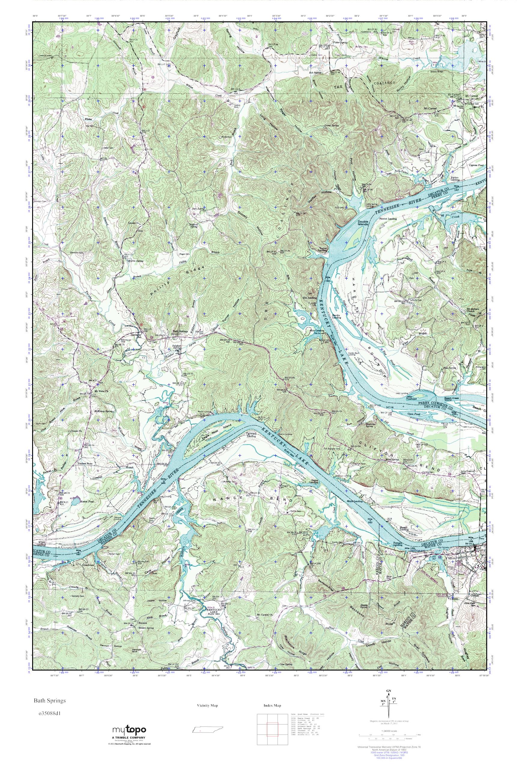 MyTopo Bath Springs, Tennessee USGS Quad Topo Map