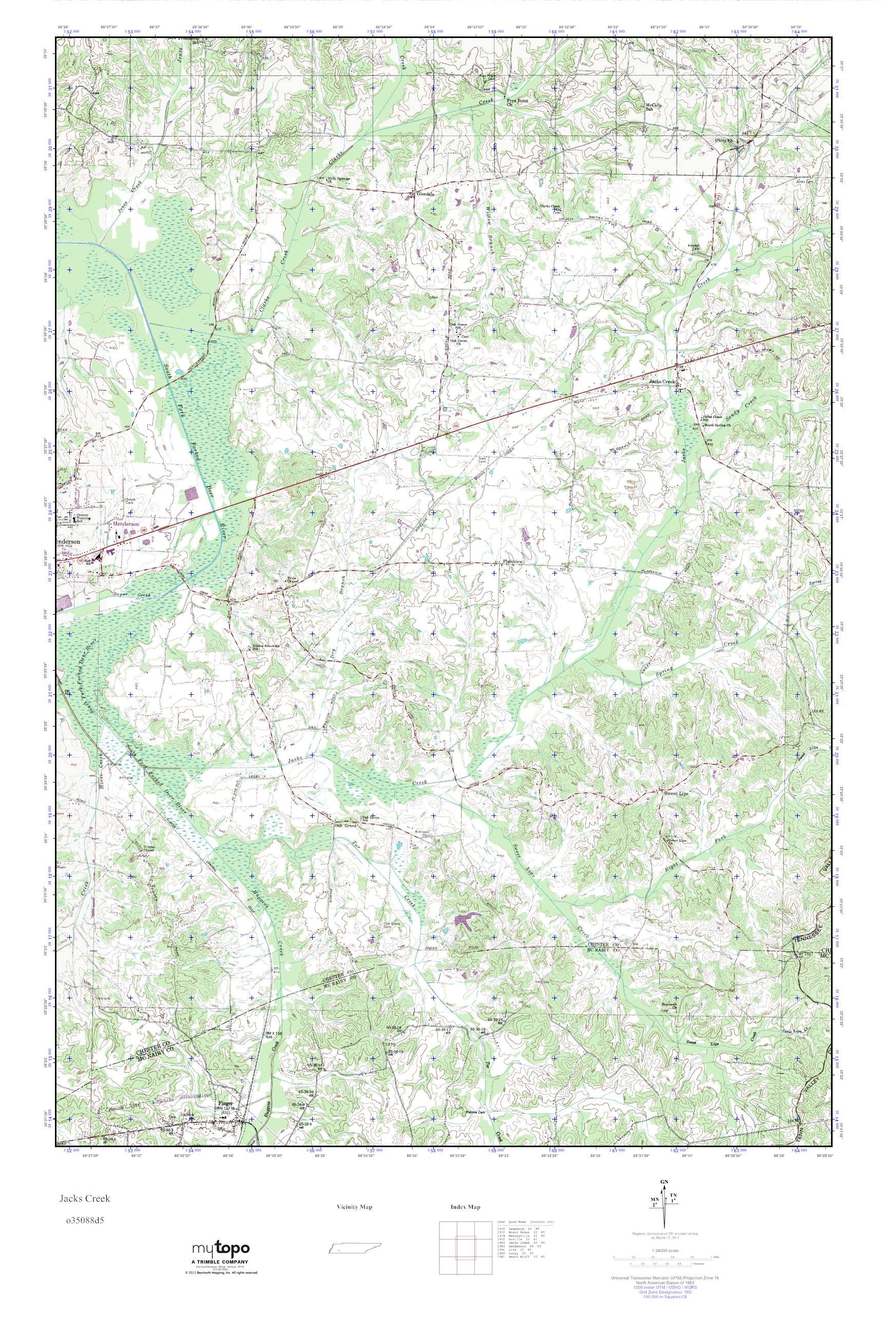 MyTopo Jacks Creek, Tennessee USGS Quad Topo Map