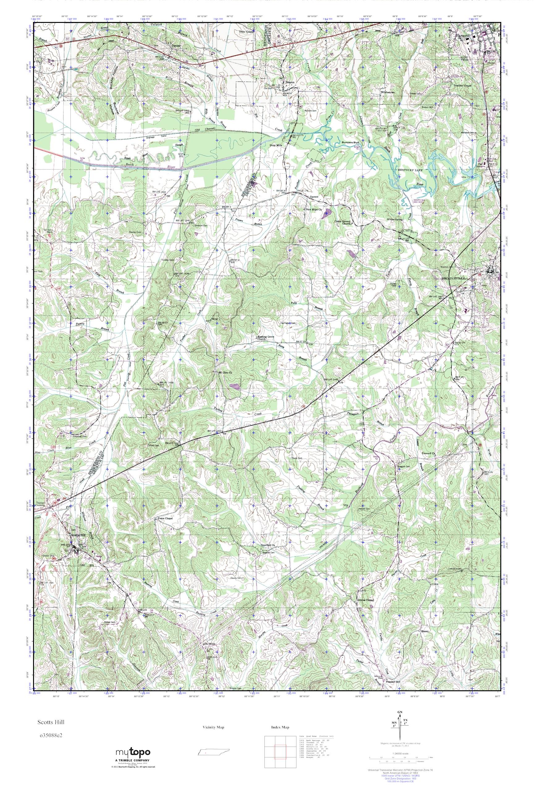 MyTopo Scotts Hill, Tennessee USGS Quad Topo Map