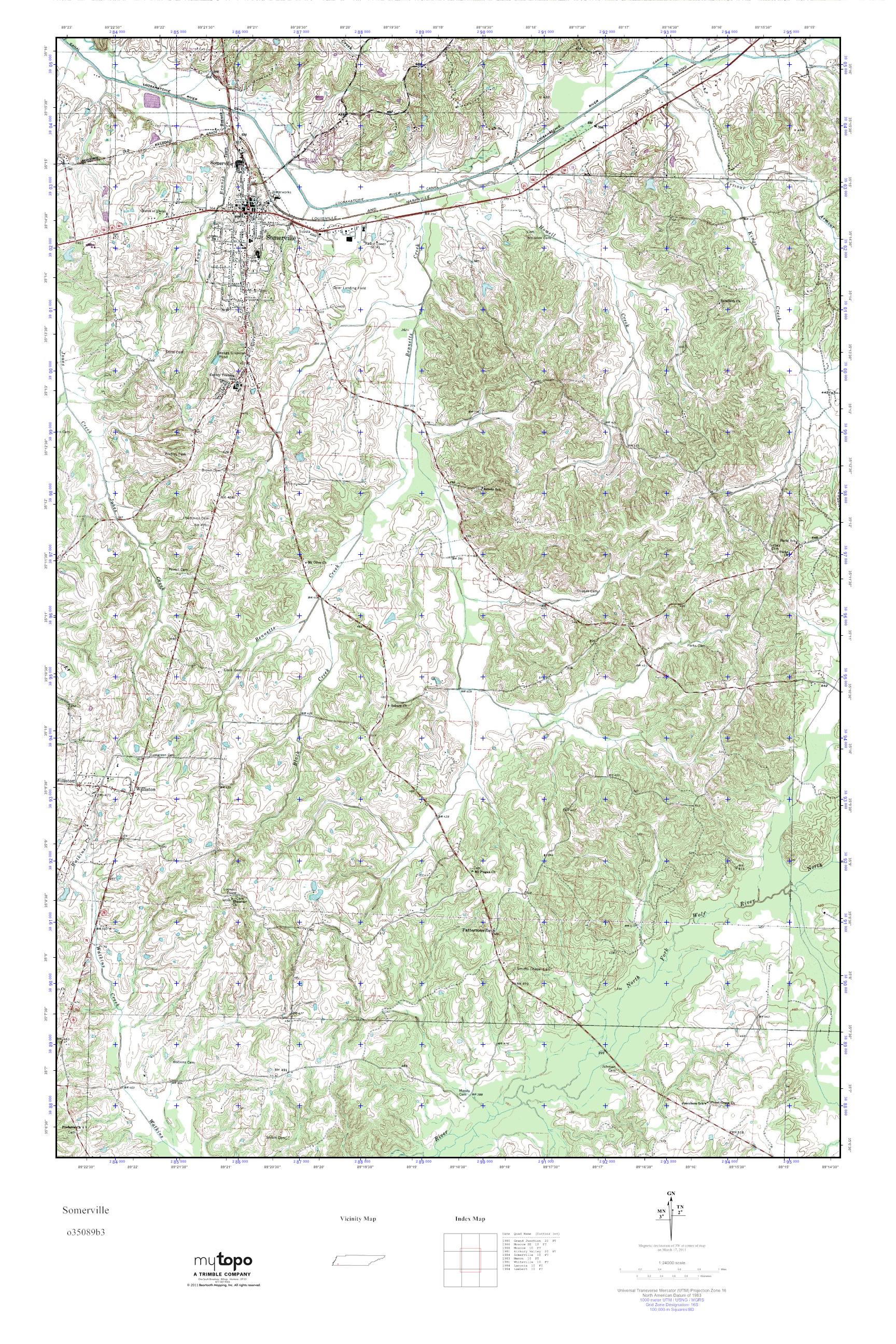 MyTopo Somerville, Tennessee USGS Quad Topo Map