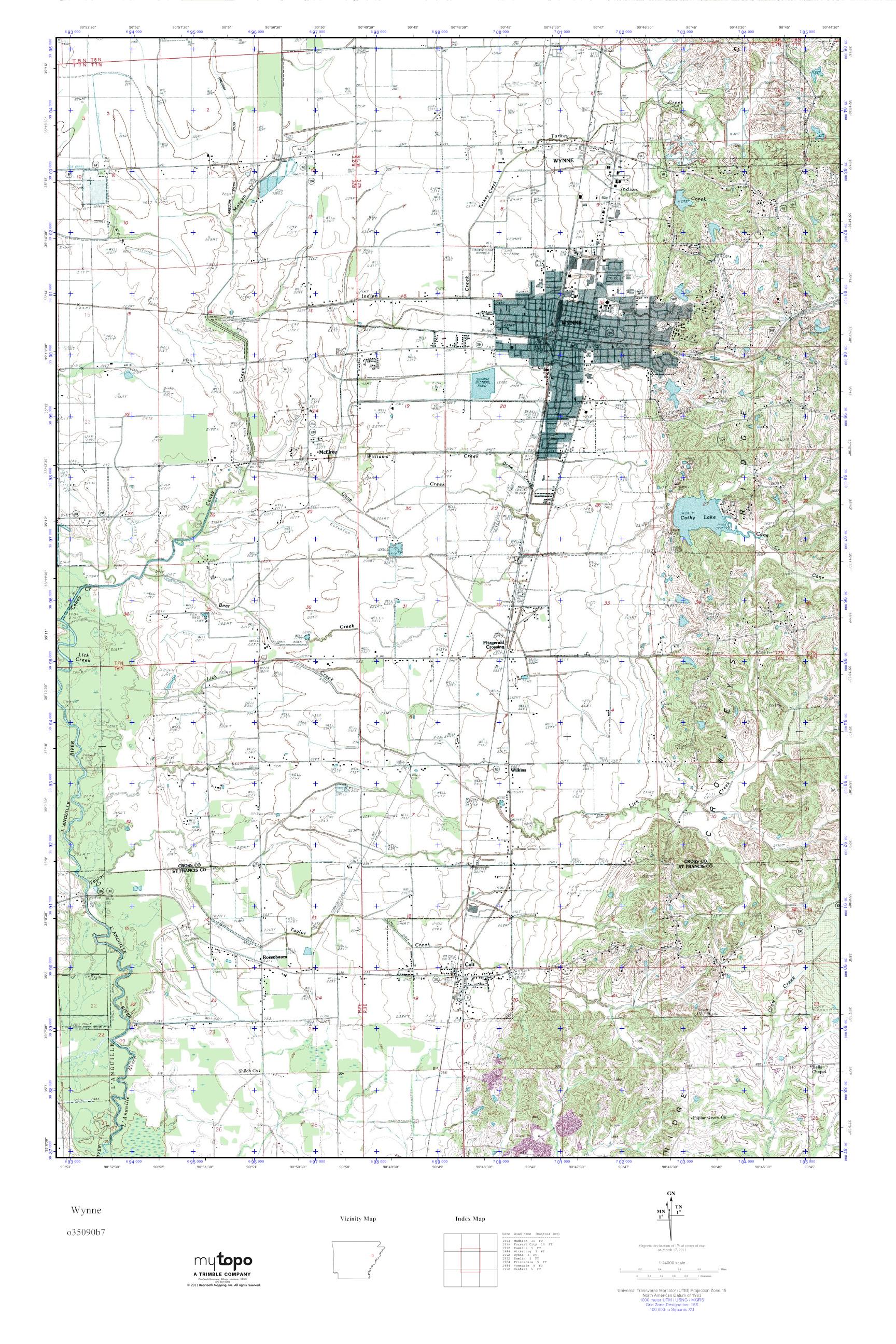 MyTopo Wynne, Arkansas USGS Quad Topo Map