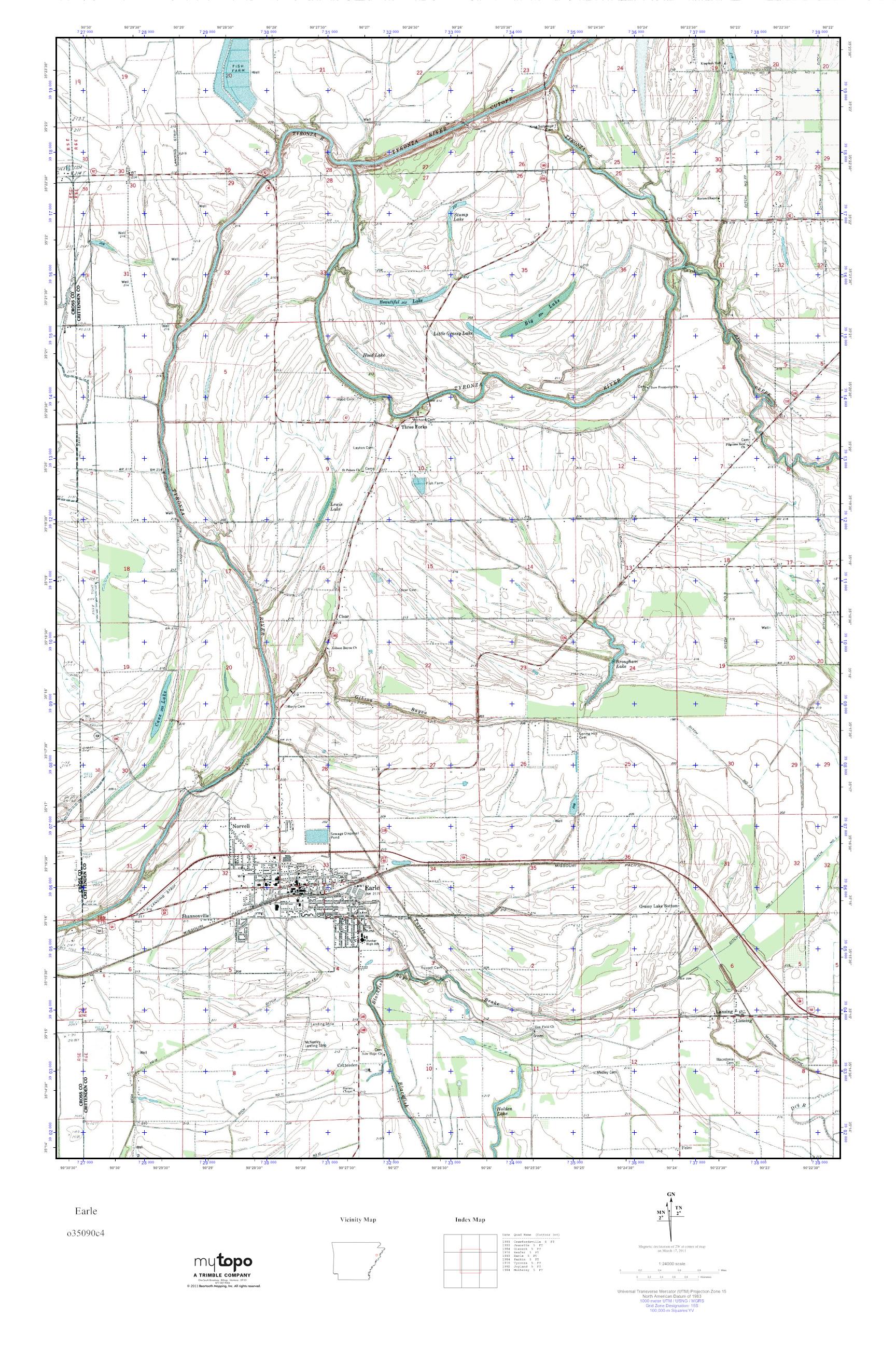 MyTopo Earle, Arkansas USGS Quad Topo Map
