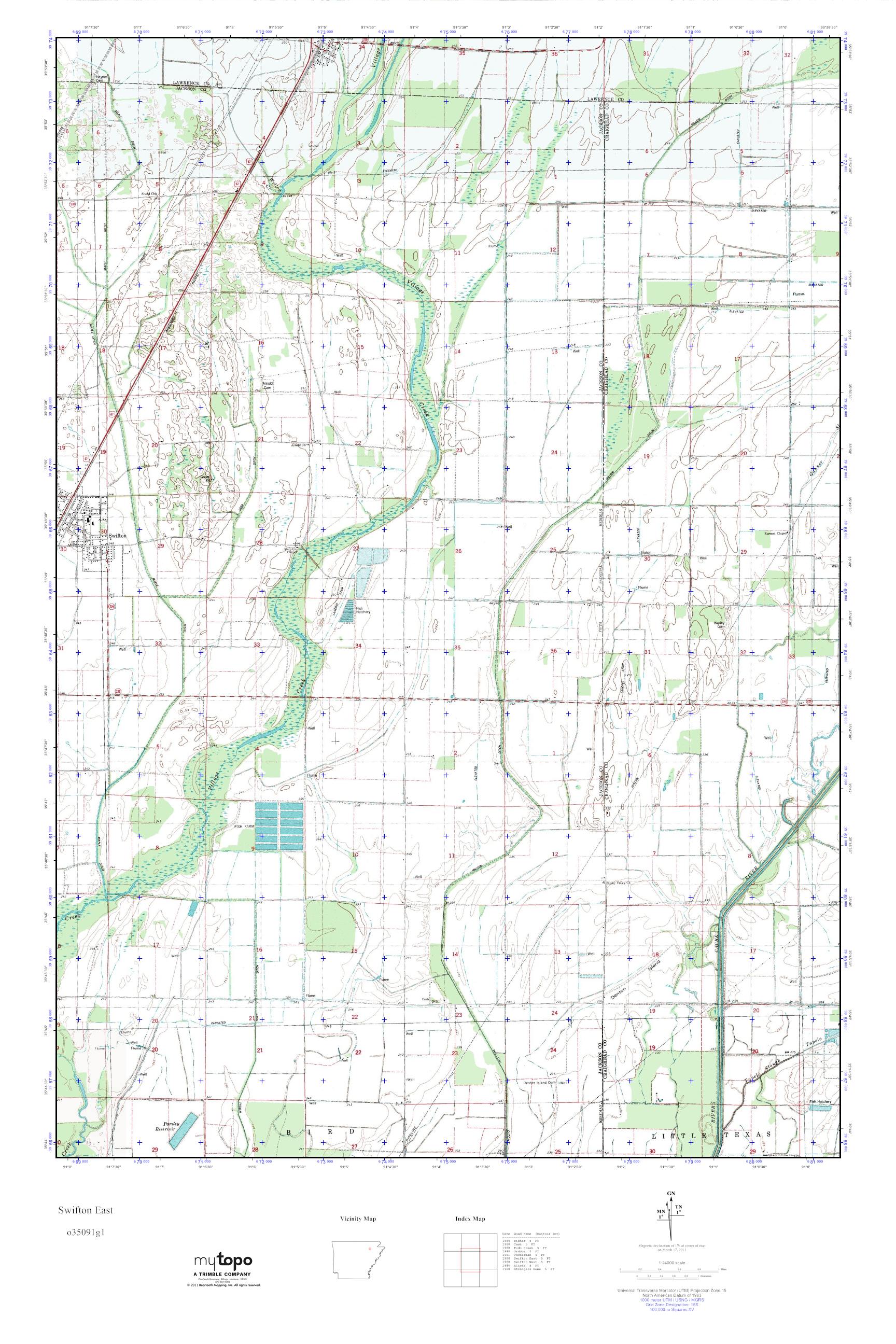MyTopo Swifton East, Arkansas USGS Quad Topo Map