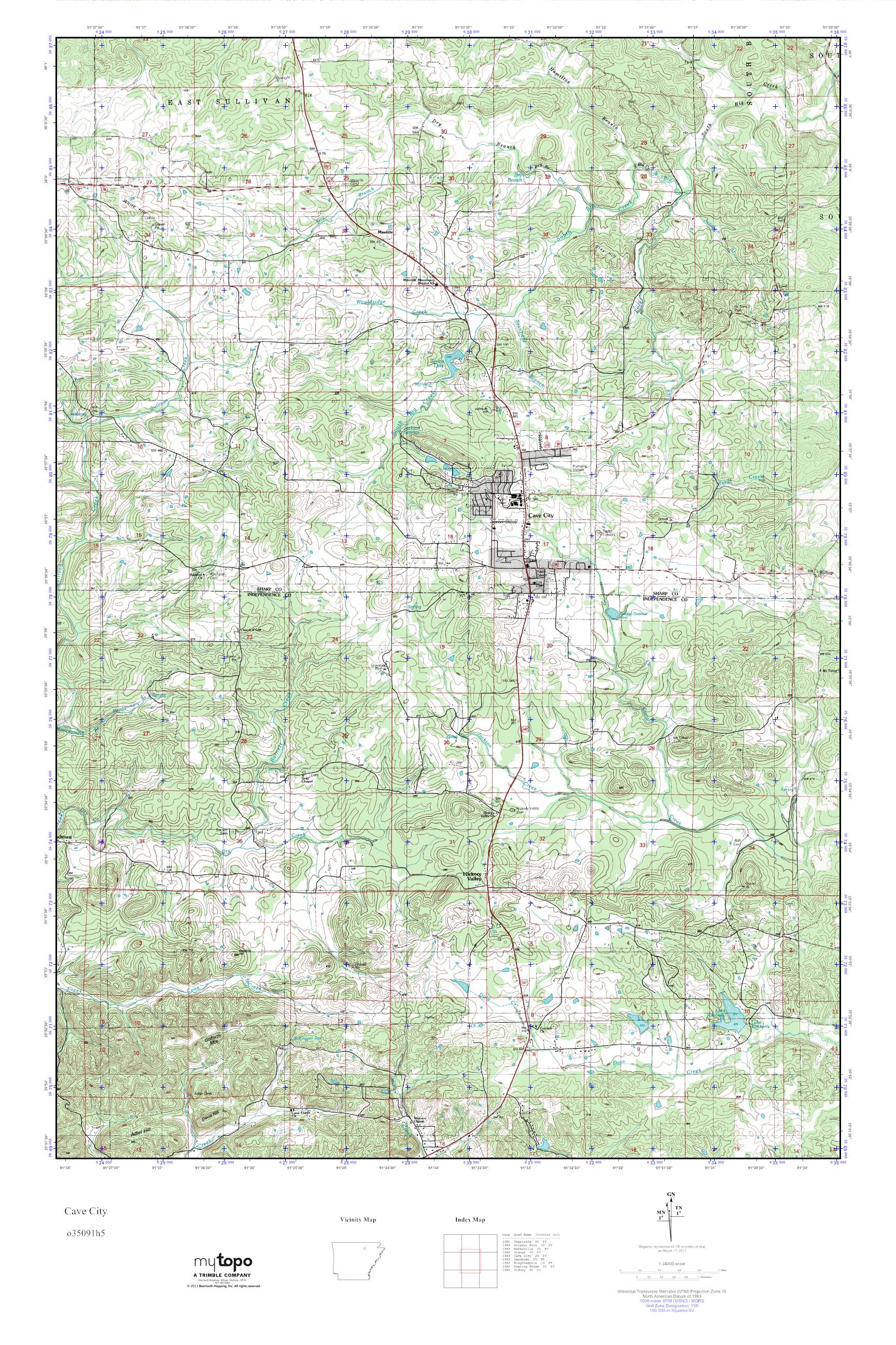 MyTopo Cave City, Arkansas USGS Quad Topo Map