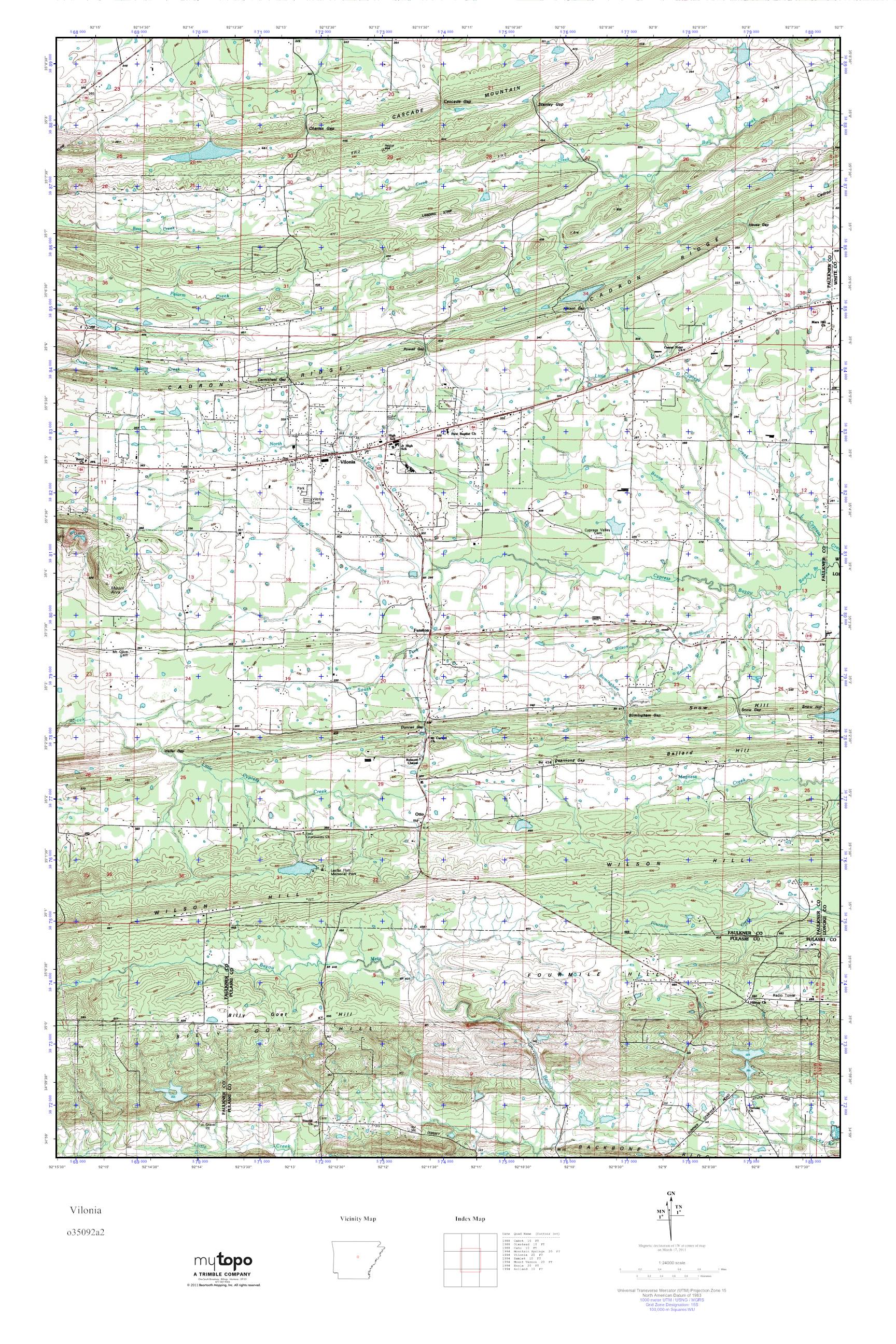 MyTopo Vilonia, Arkansas USGS Quad Topo Map