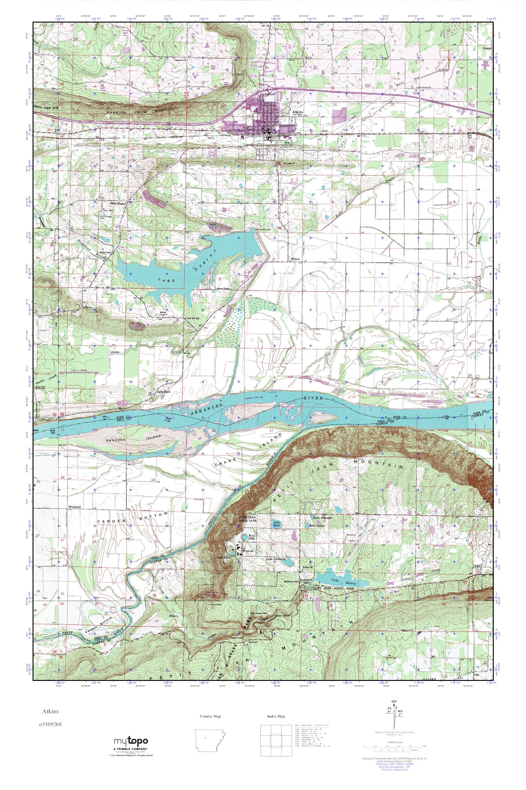 MyTopo Atkins, Arkansas USGS Quad Topo Map