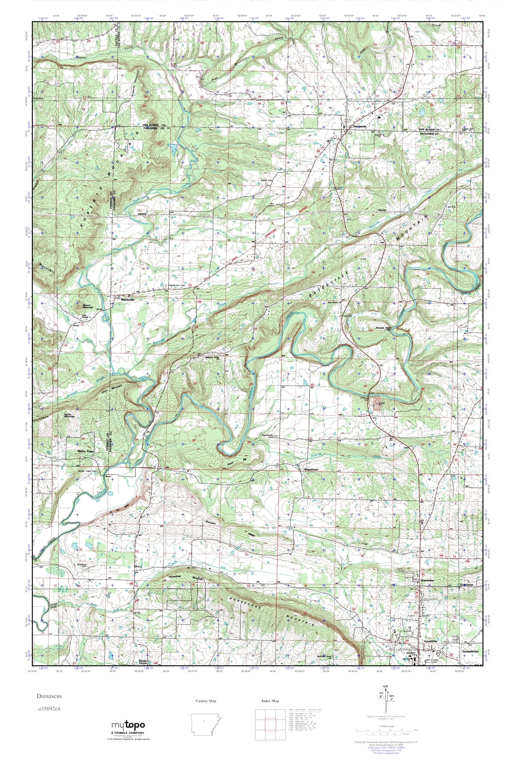 MyTopo Damascus, Arkansas USGS Quad Topo Map
