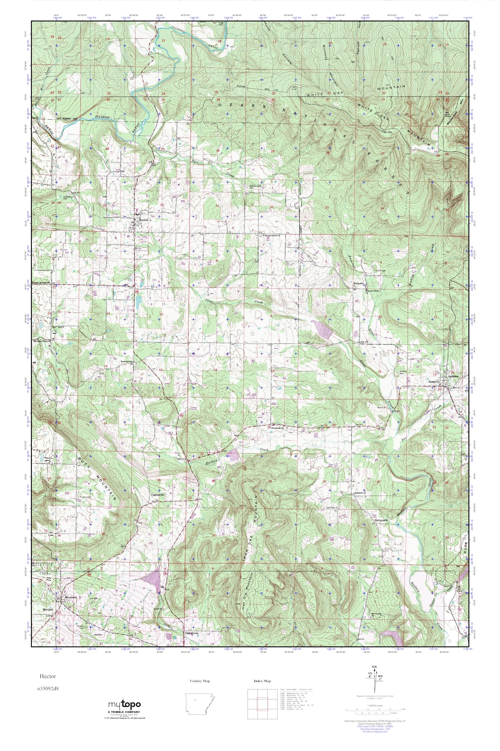 MyTopo Hector, Arkansas USGS Quad Topo Map