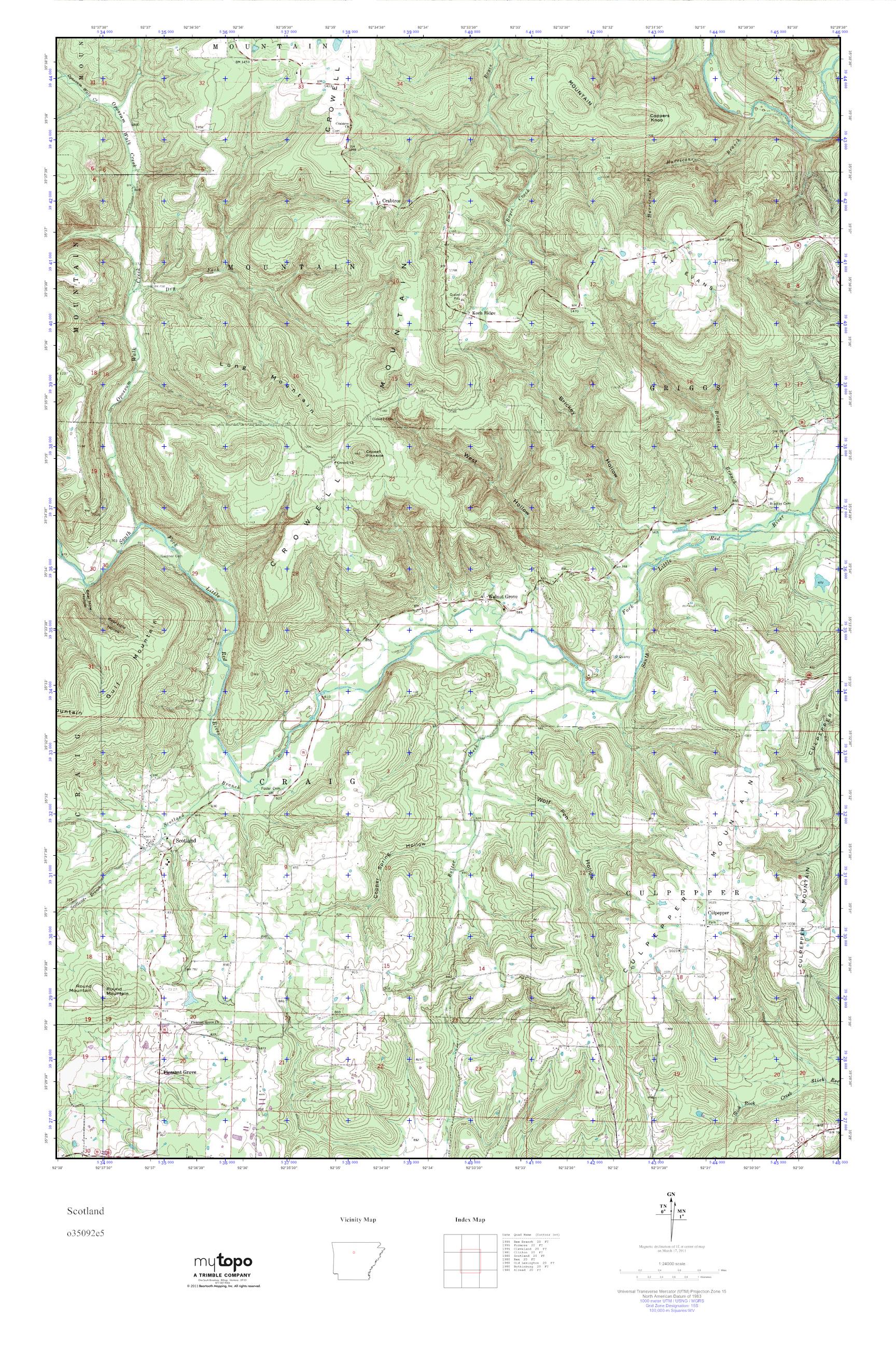 MyTopo Scotland, Arkansas USGS Quad Topo Map