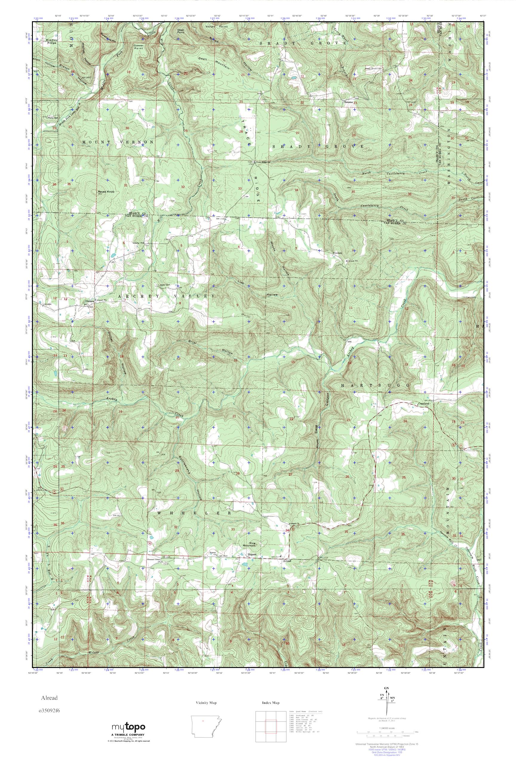MyTopo Alread, Arkansas USGS Quad Topo Map