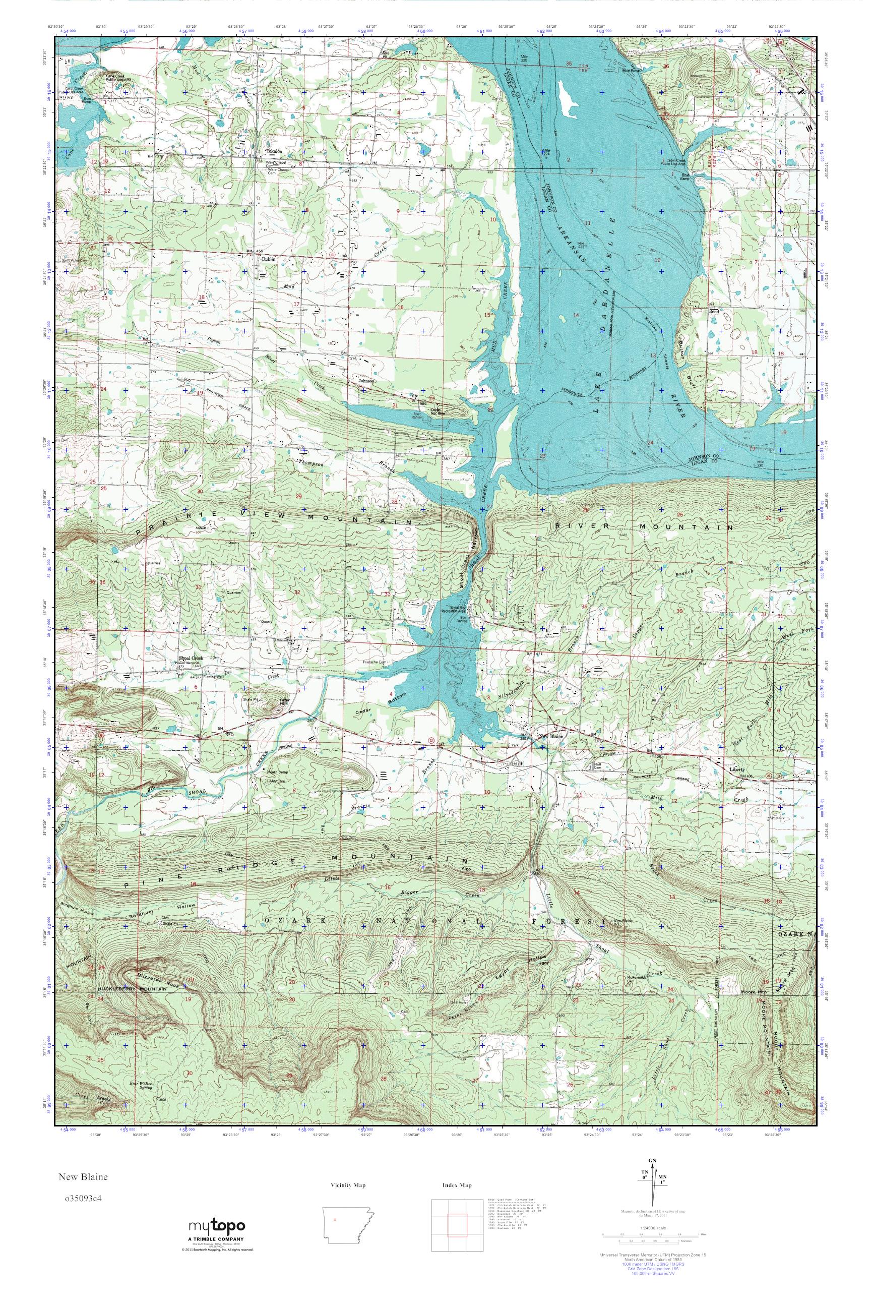 MyTopo New Blaine, Arkansas USGS Quad Topo Map