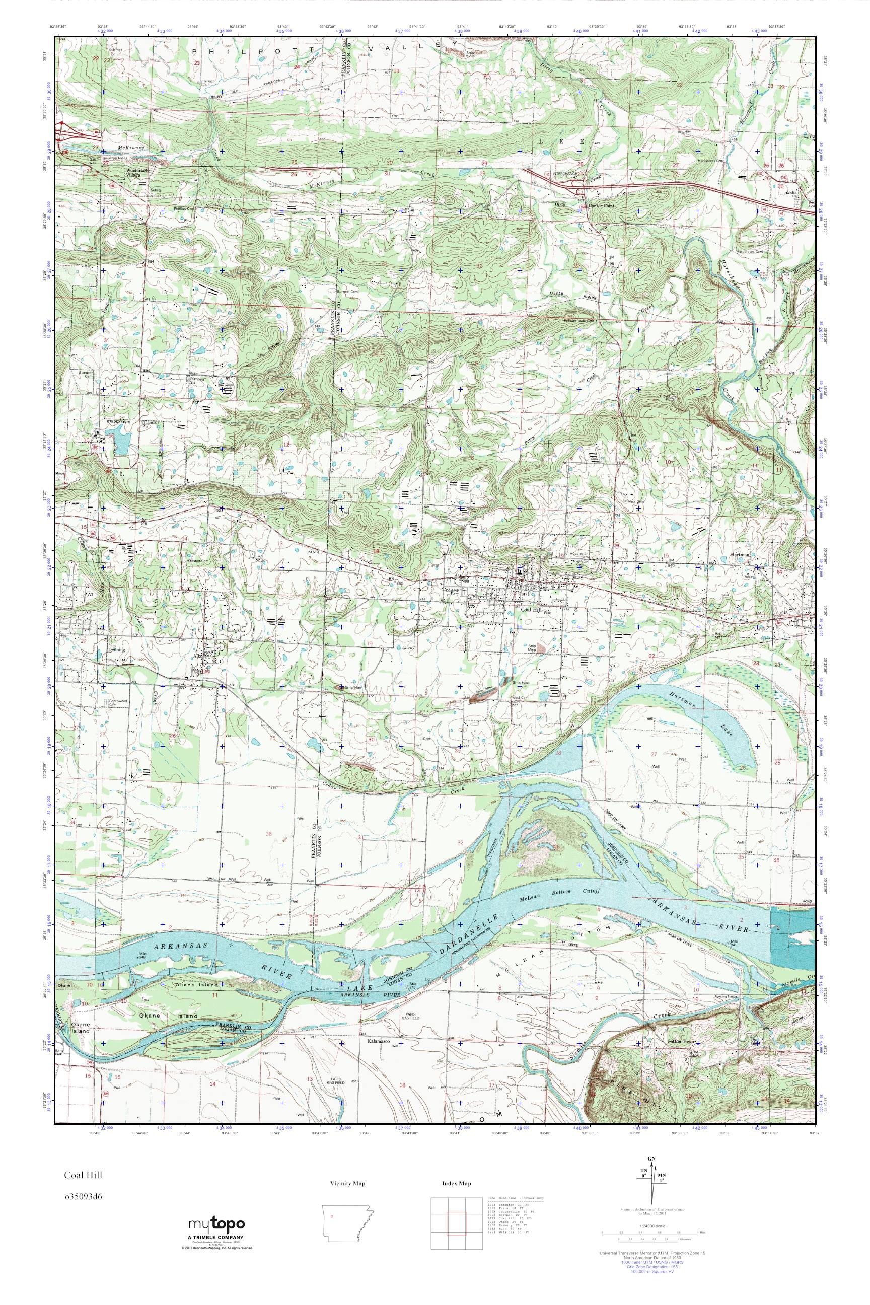 MyTopo Coal Hill, Arkansas USGS Quad Topo Map