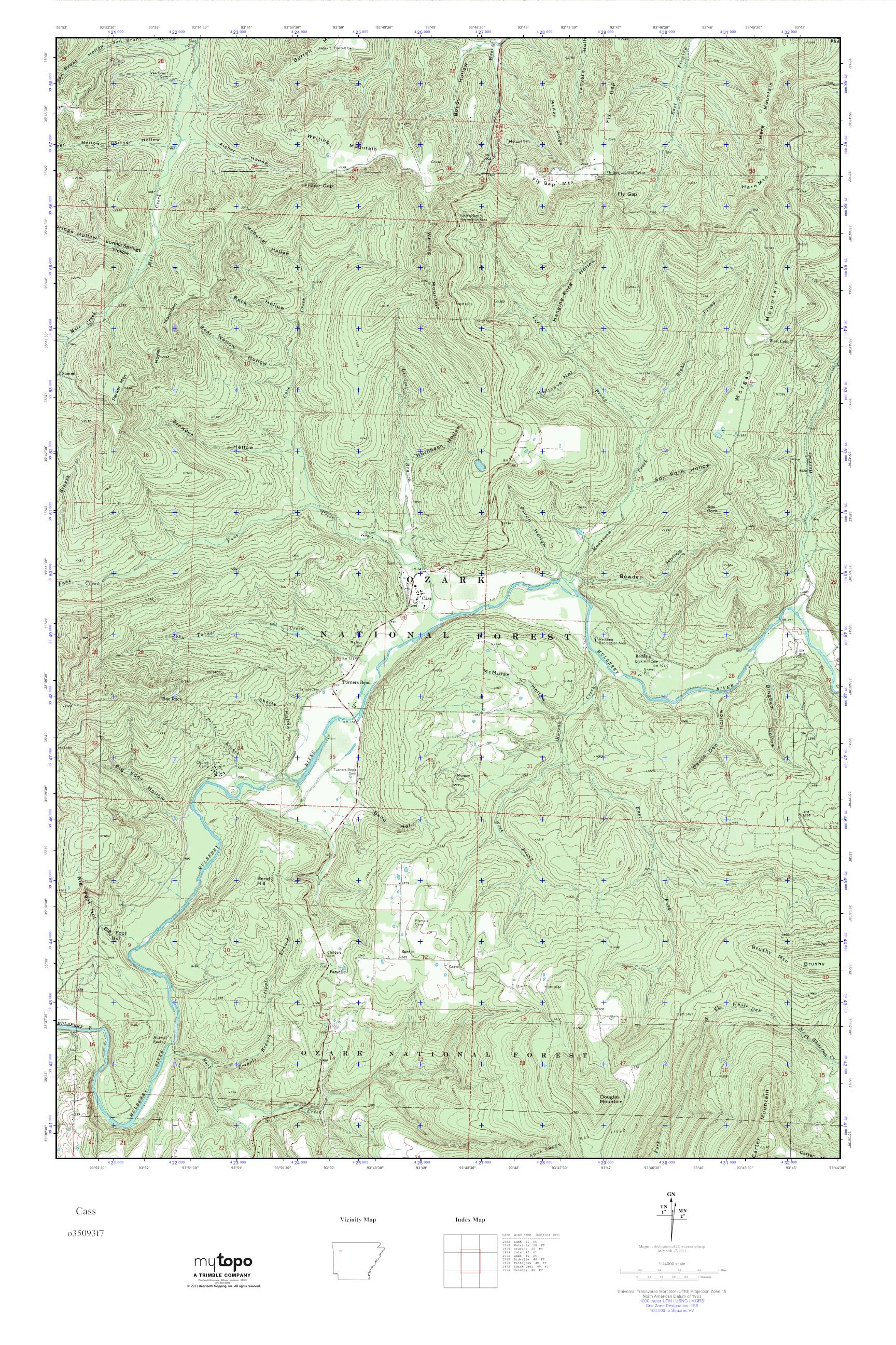 MyTopo Cass, Arkansas USGS Quad Topo Map