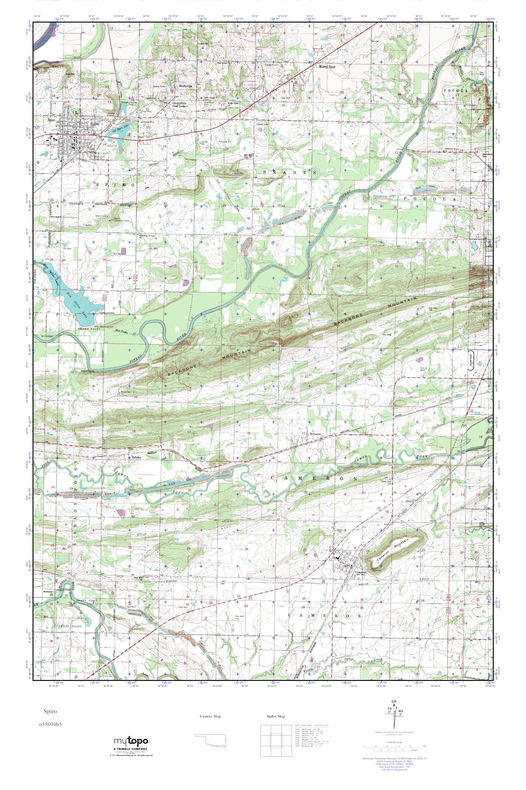 MyTopo Spiro, Oklahoma USGS Quad Topo Map