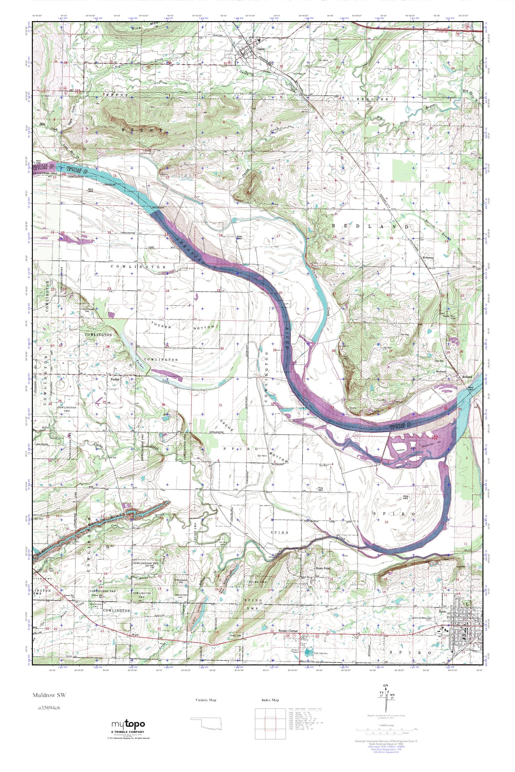 MyTopo Muldrow SW, Oklahoma USGS Quad Topo Map
