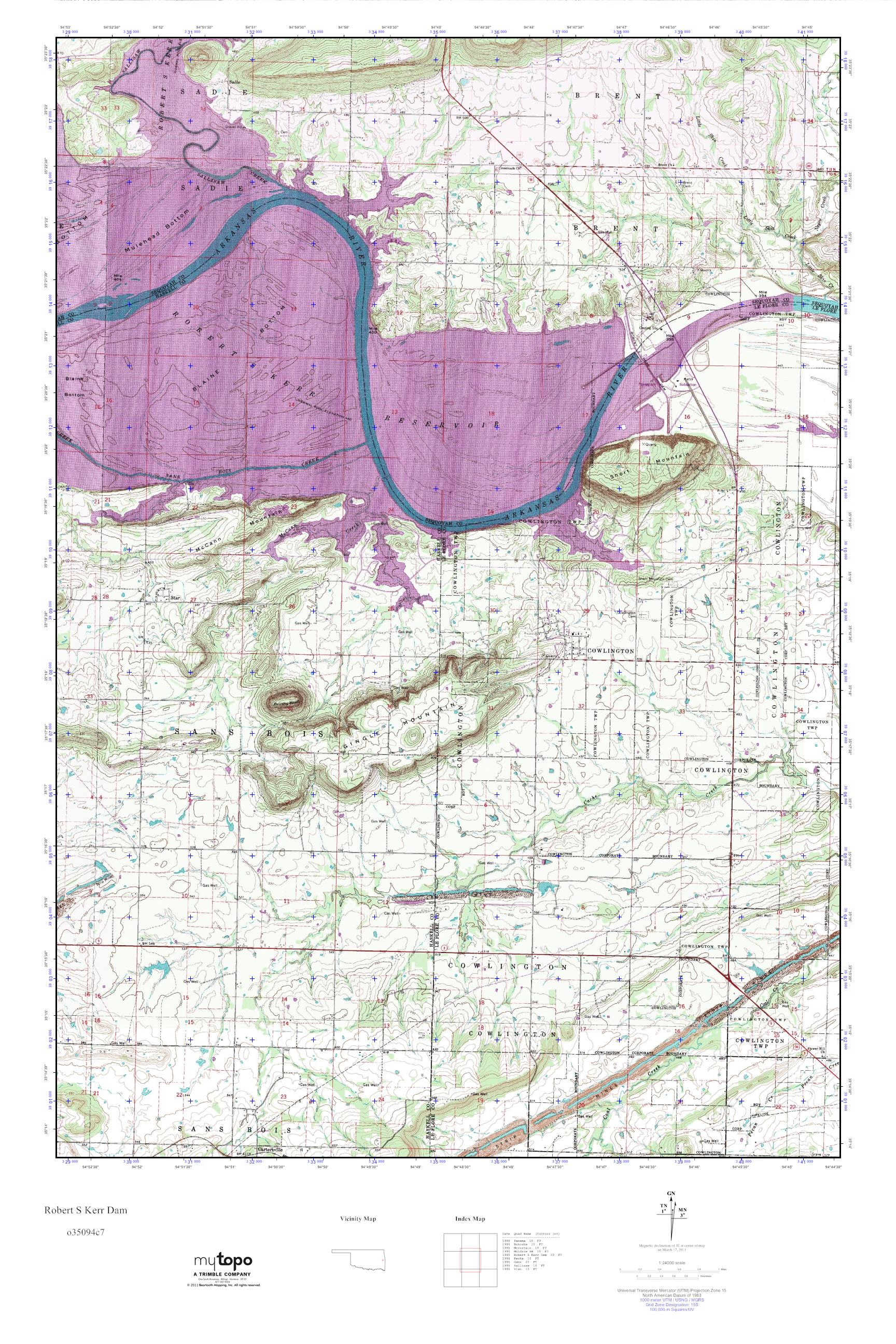 MyTopo Robert S Kerr Dam, Oklahoma USGS Quad Topo Map