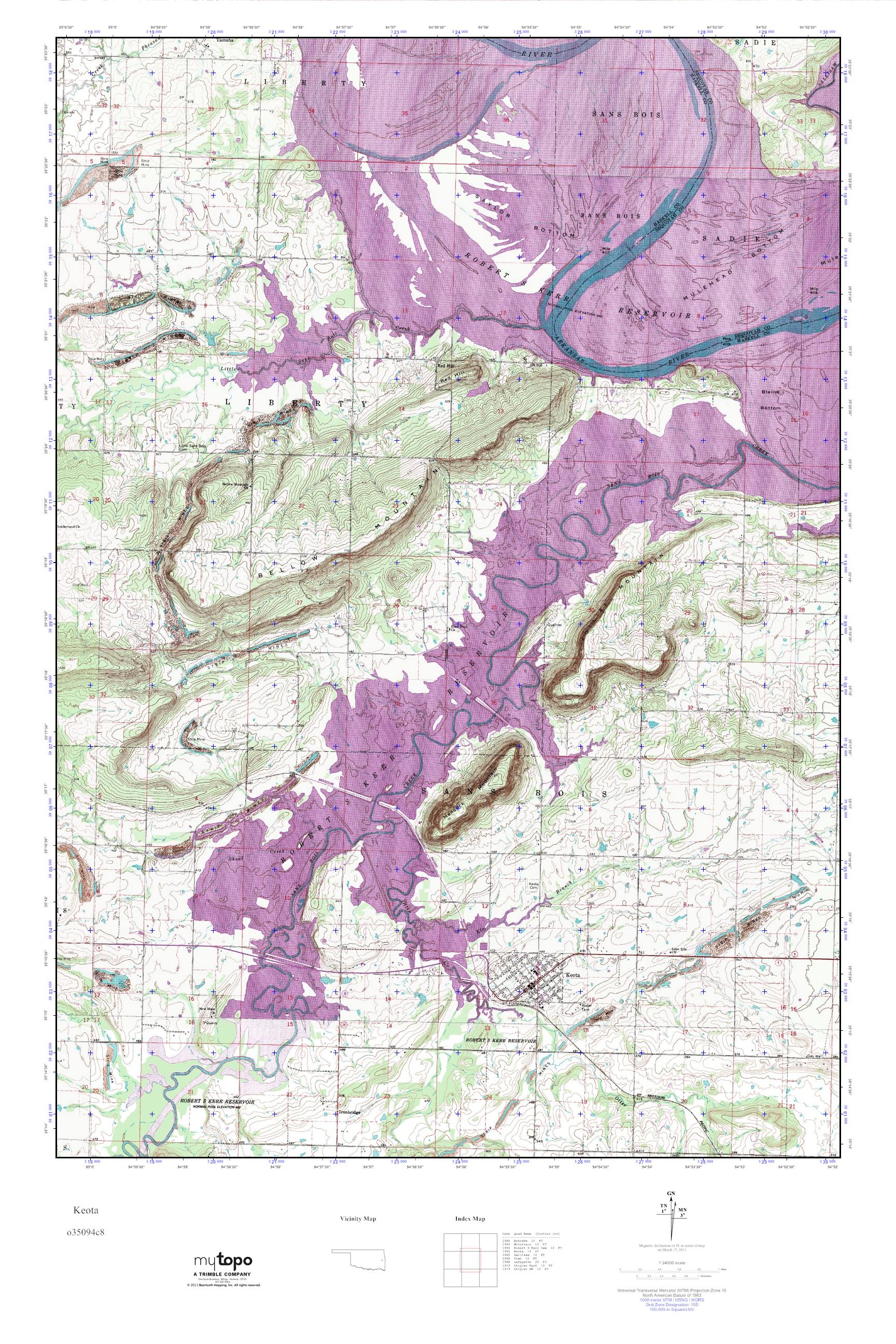MyTopo Keota, Oklahoma USGS Quad Topo Map