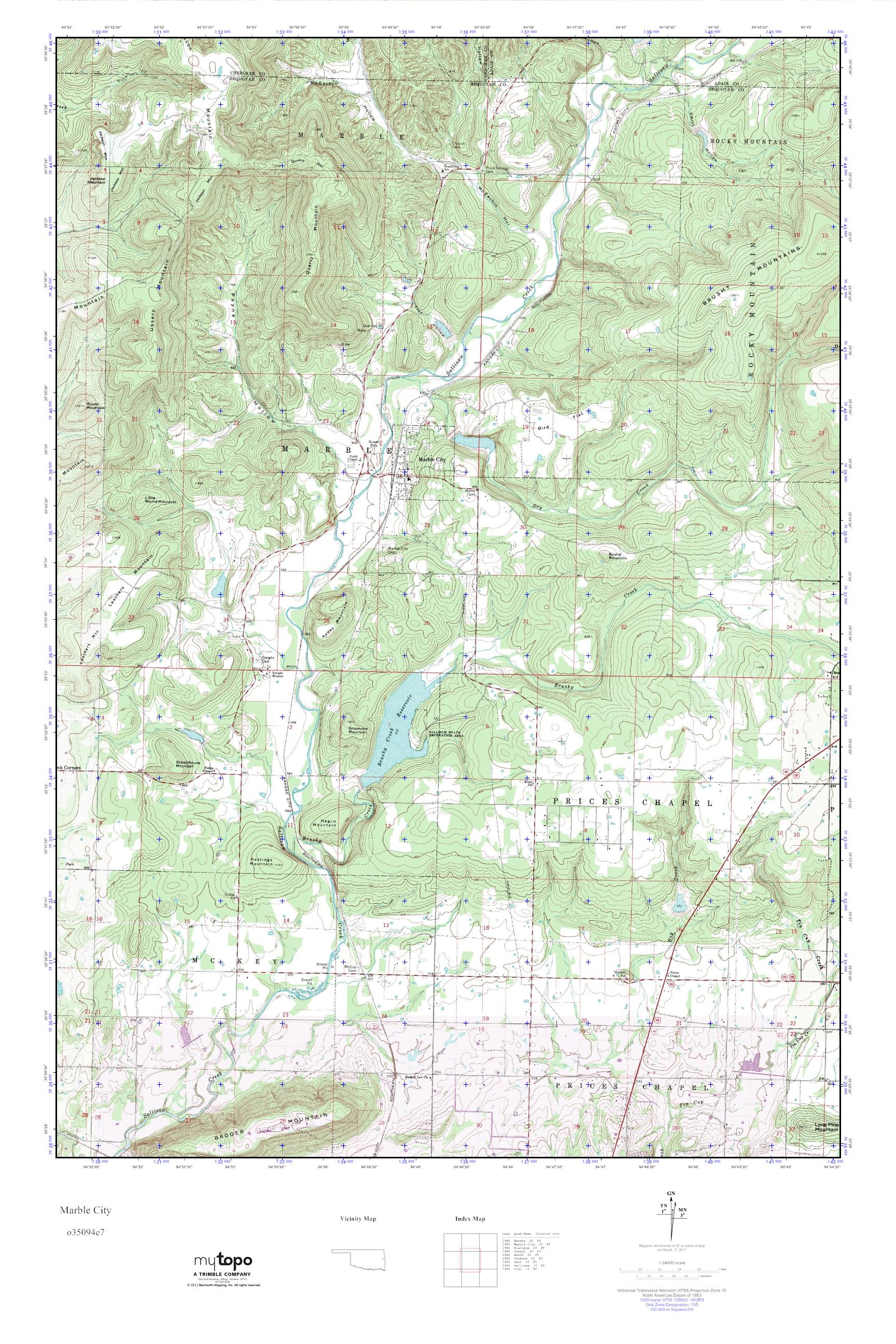 MyTopo Marble City, Oklahoma USGS Quad Topo Map