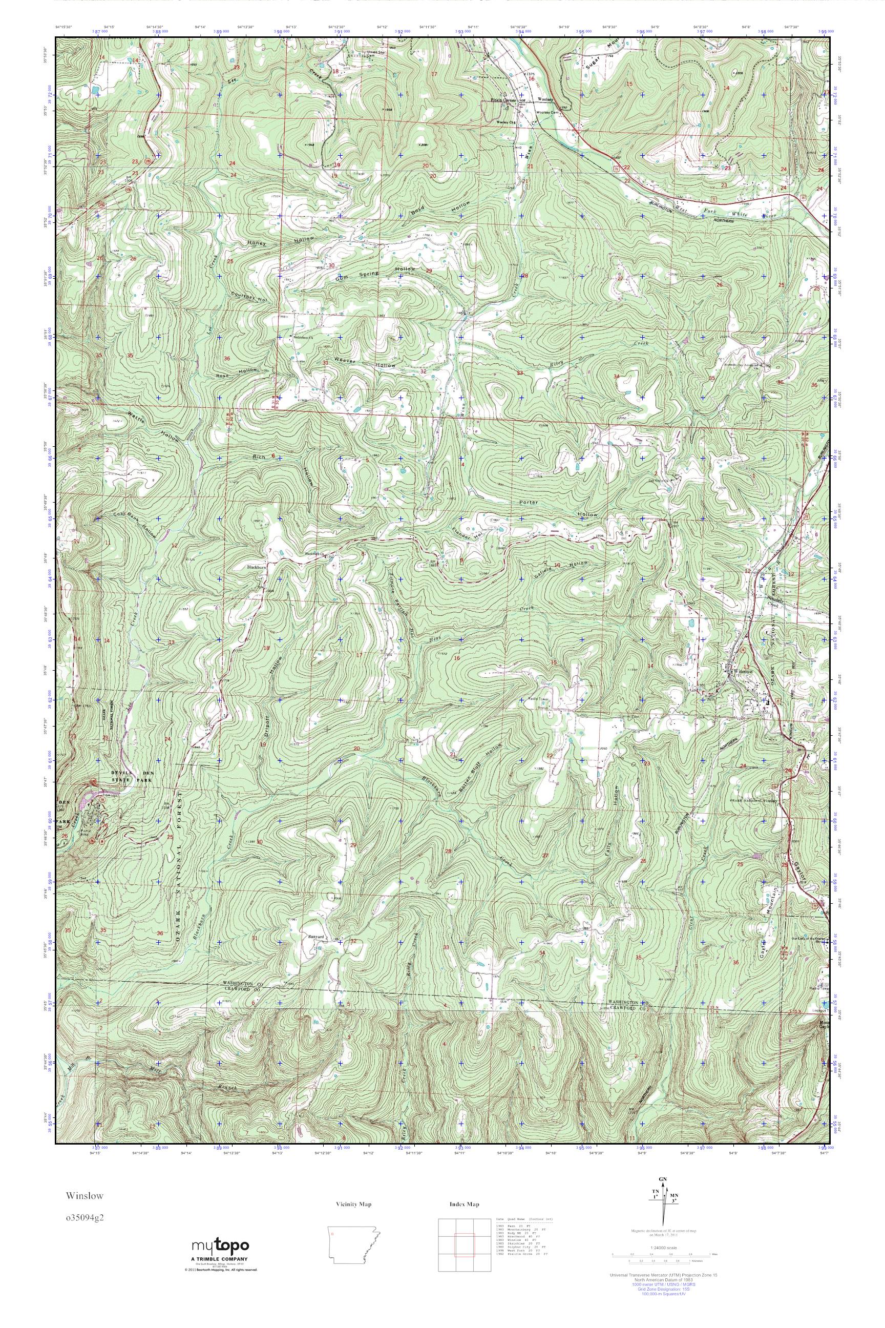 MyTopo Winslow, Arkansas USGS Quad Topo Map