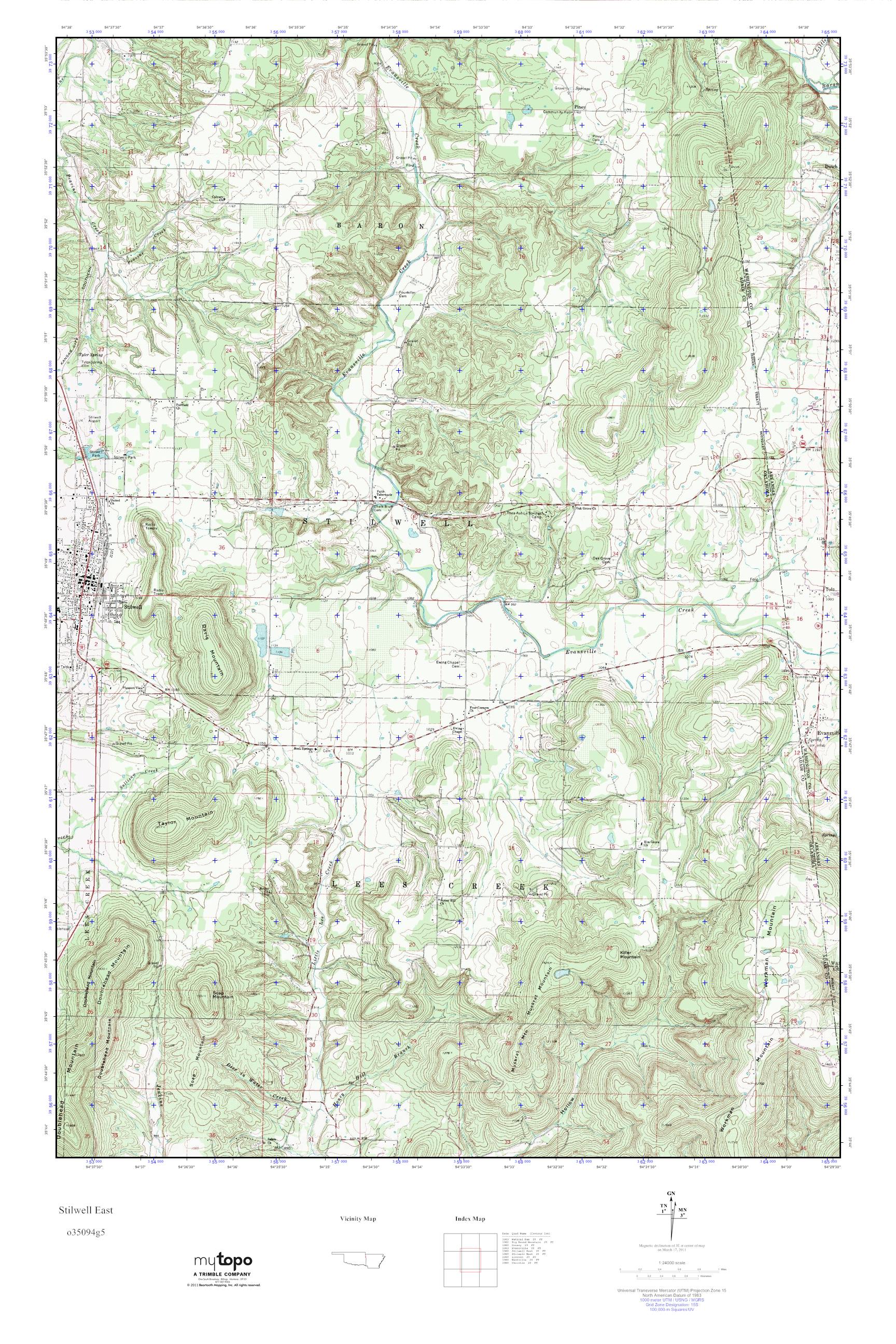 MyTopo Stilwell East, Oklahoma USGS Quad Topo Map
