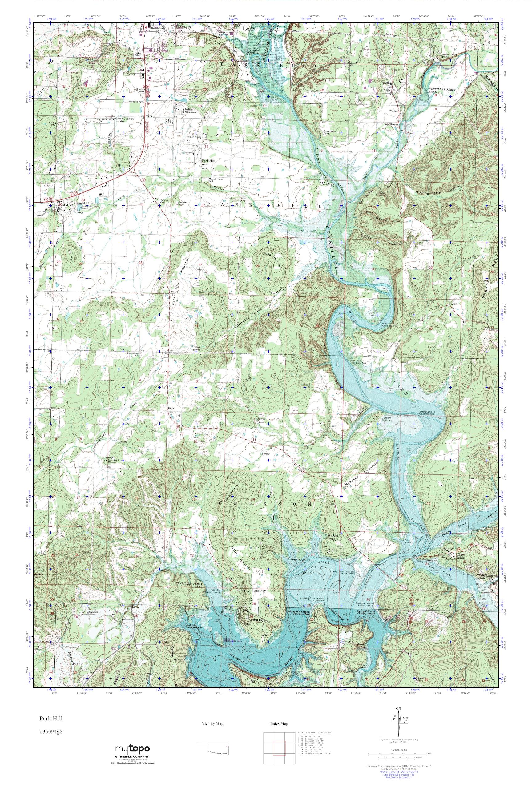 MyTopo Park Hill, Oklahoma USGS Quad Topo Map