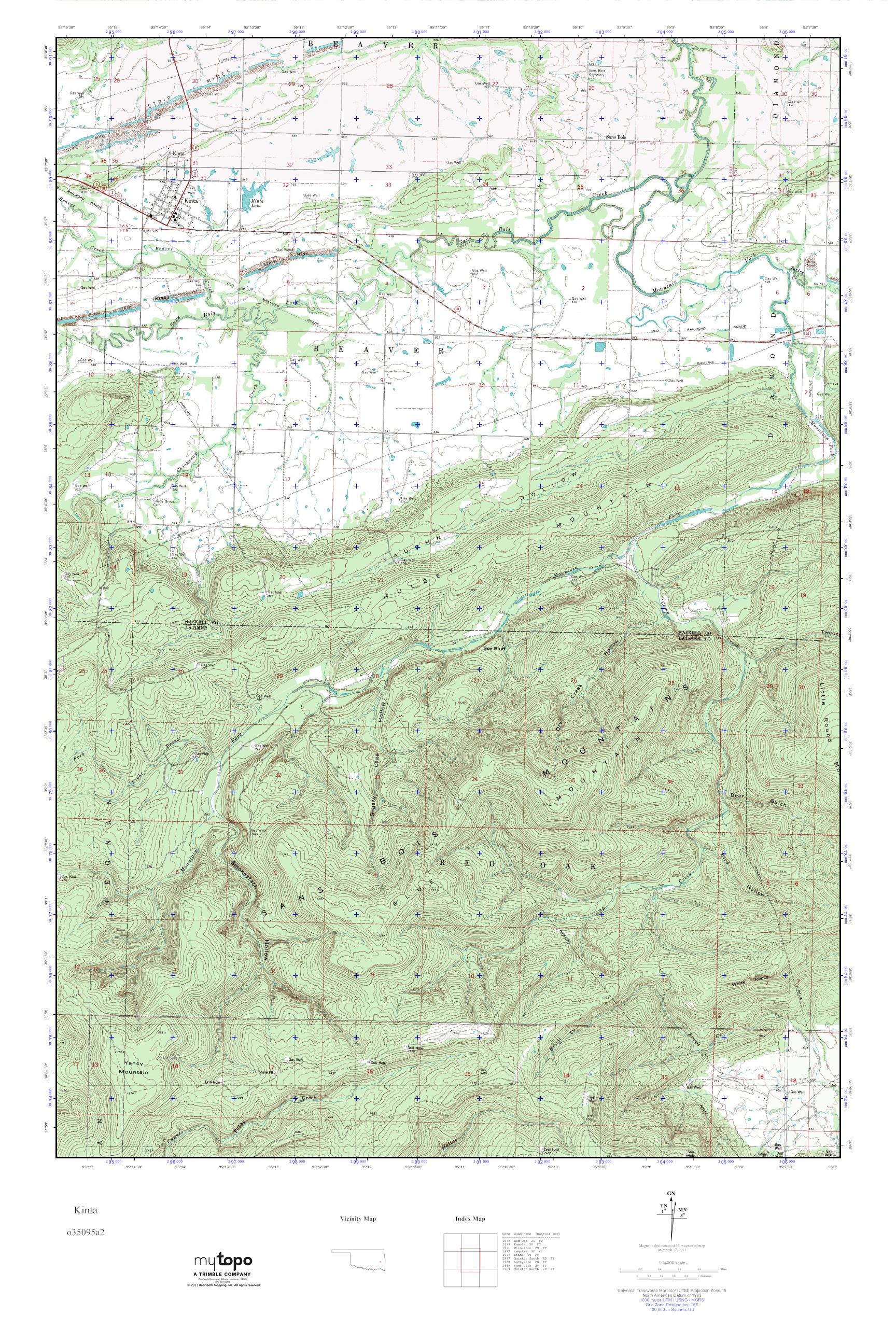 MyTopo Kinta, Oklahoma USGS Quad Topo Map