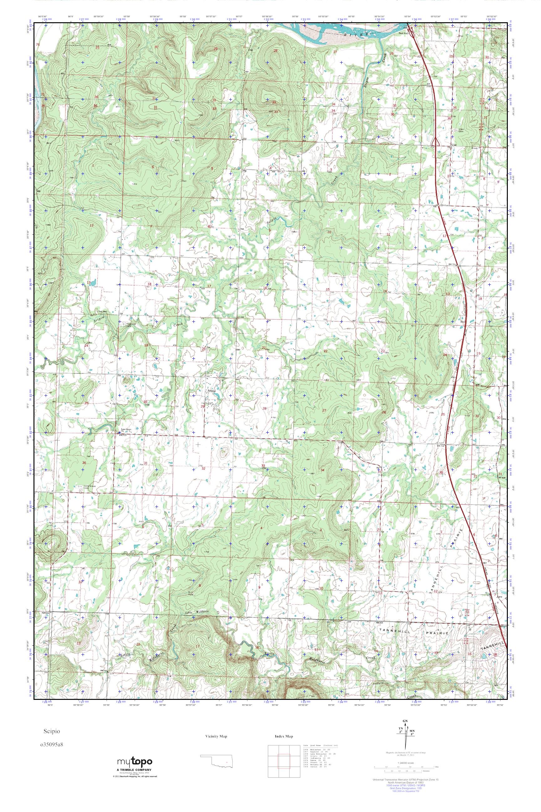 MyTopo Scipio, Oklahoma USGS Quad Topo Map