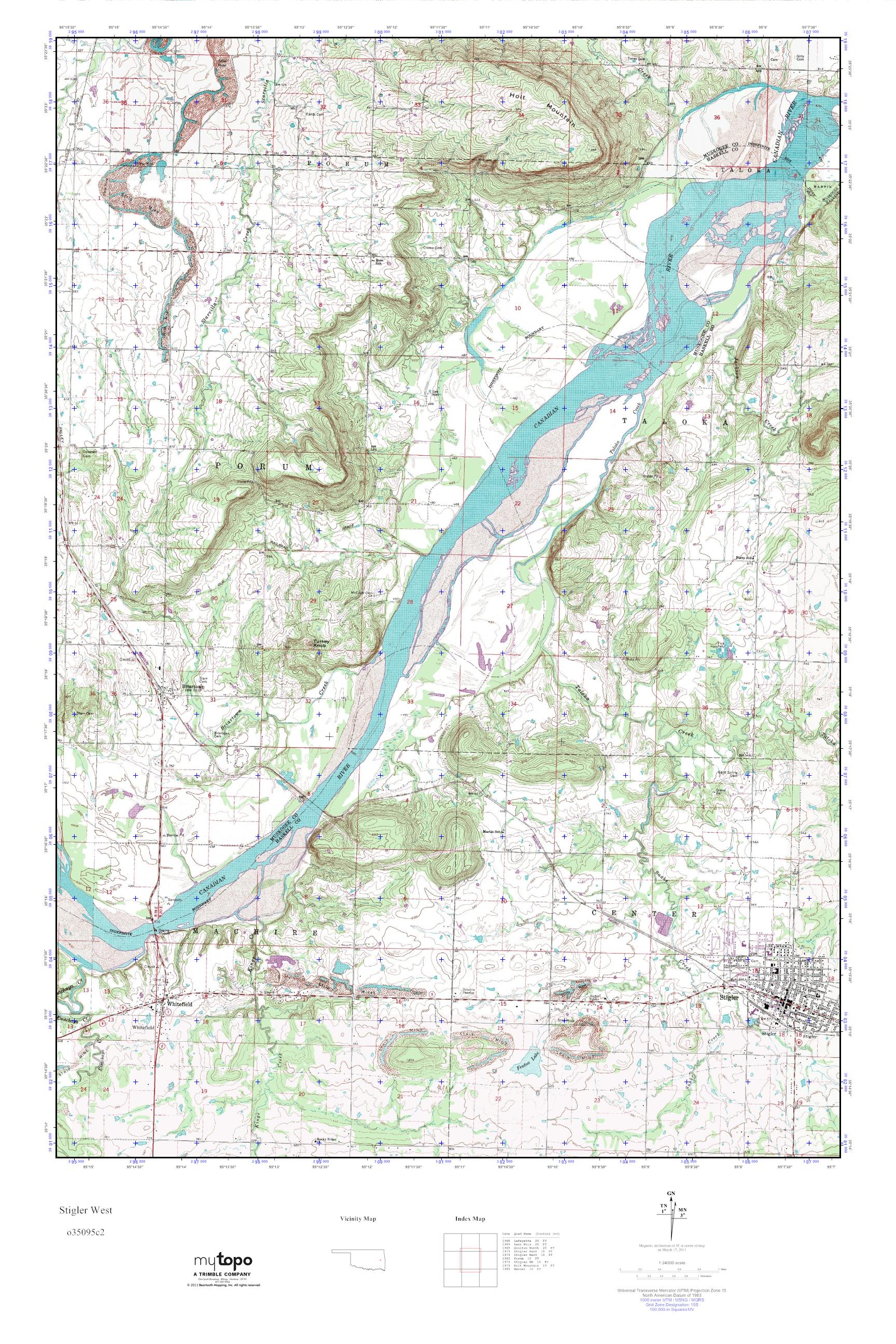 MyTopo Stigler West, Oklahoma USGS Quad Topo Map