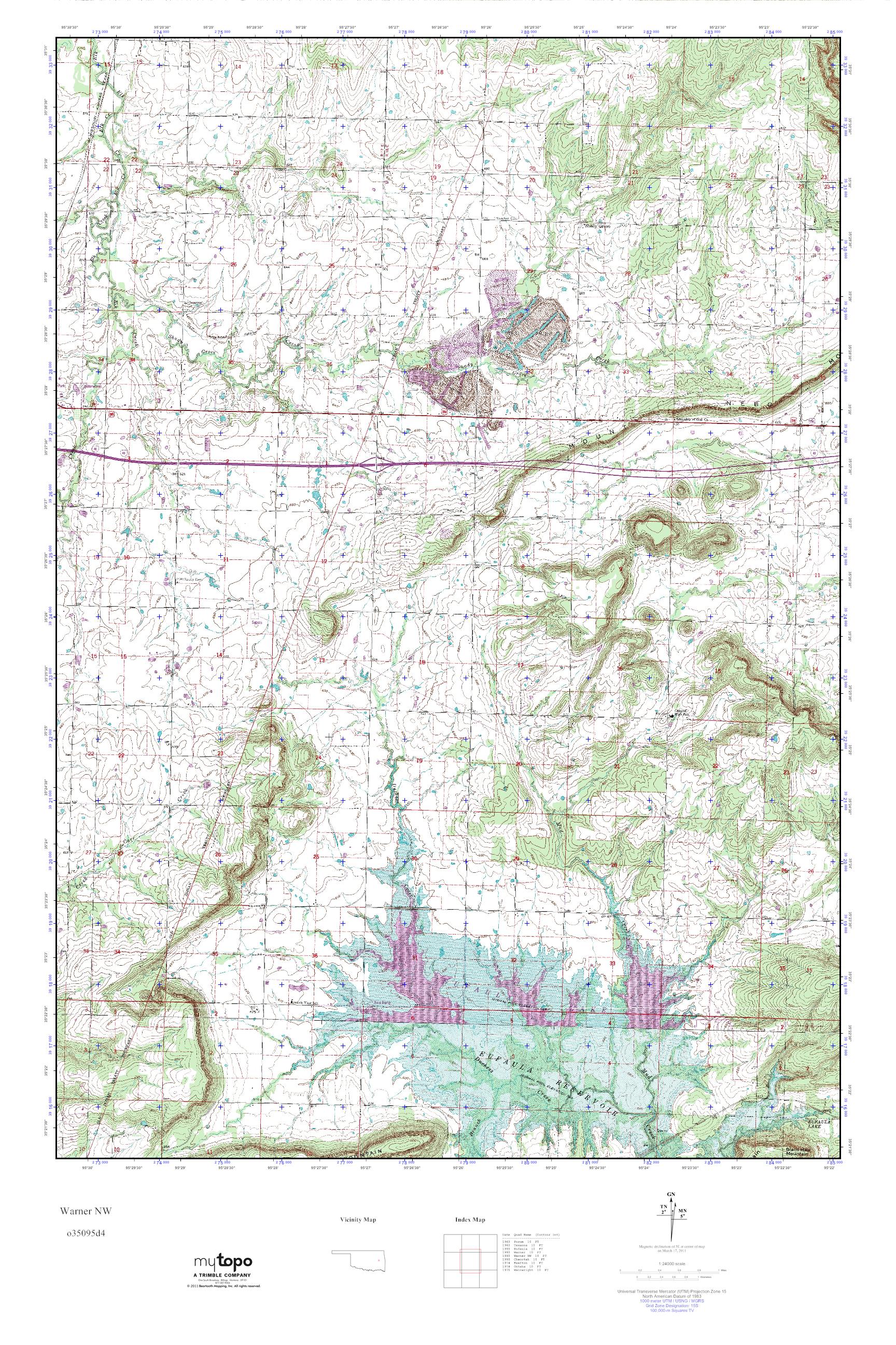 MyTopo Warner NW, Oklahoma USGS Quad Topo Map