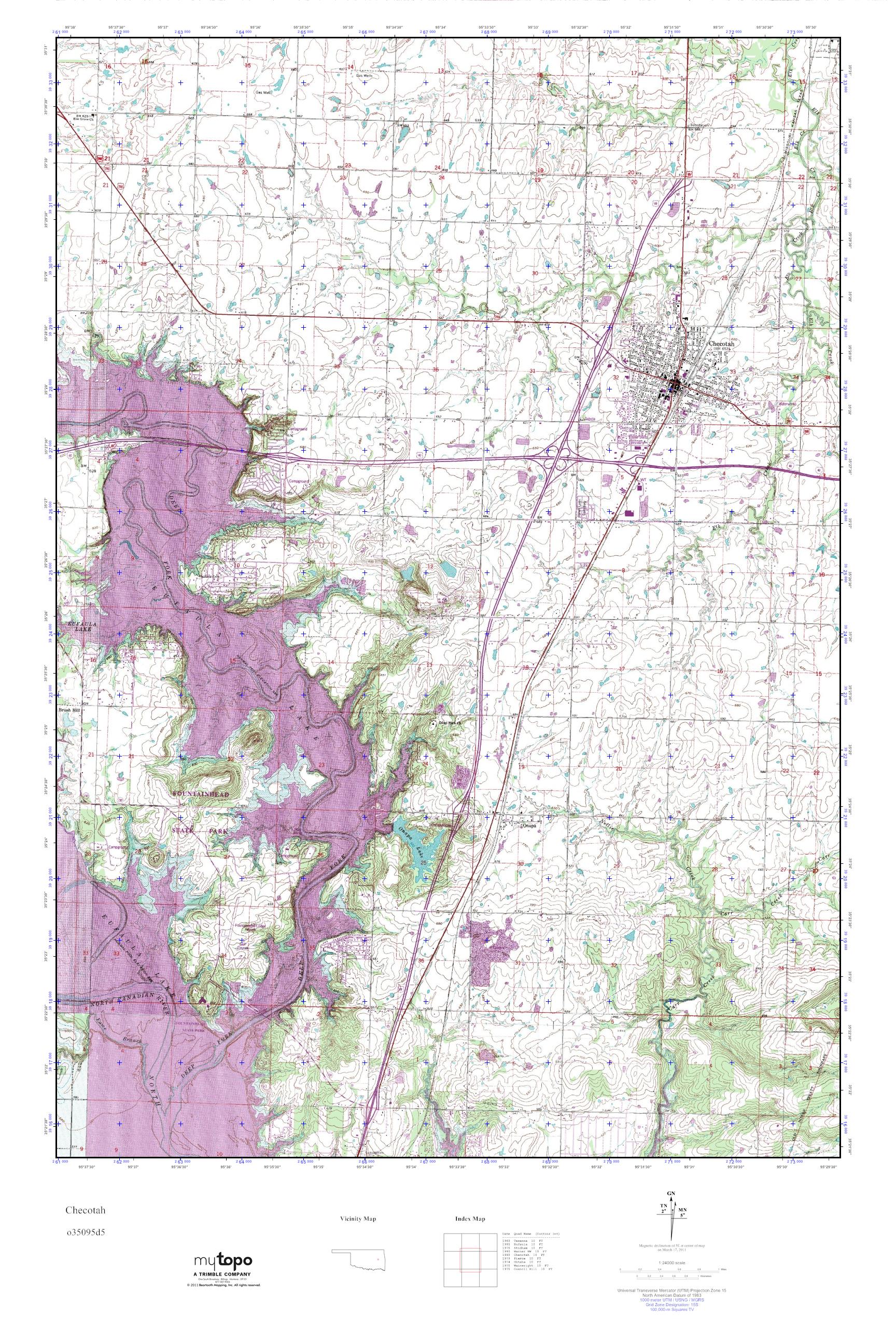 MyTopo Checotah, Oklahoma USGS Quad Topo Map