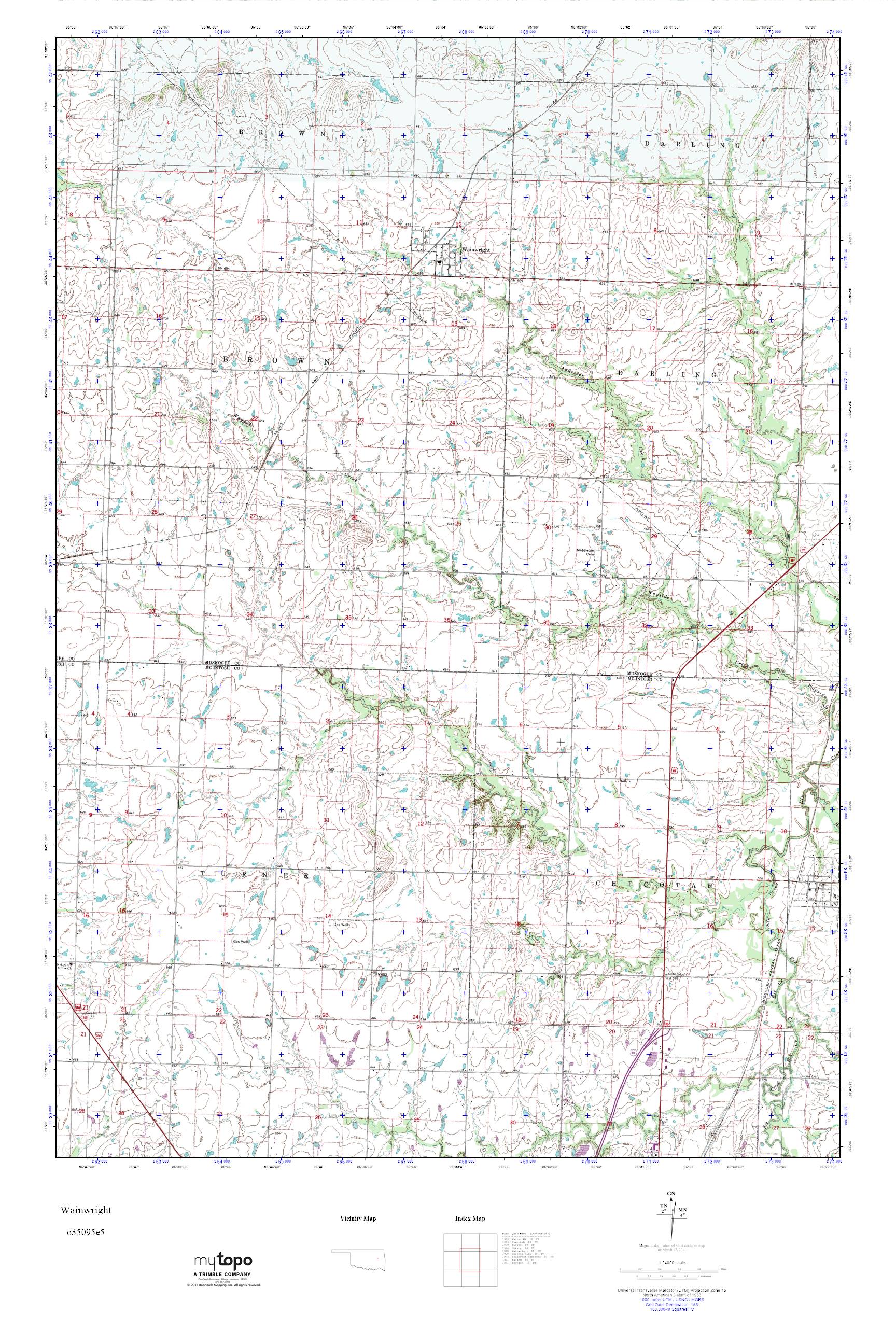 MyTopo Wainwright, Oklahoma USGS Quad Topo Map