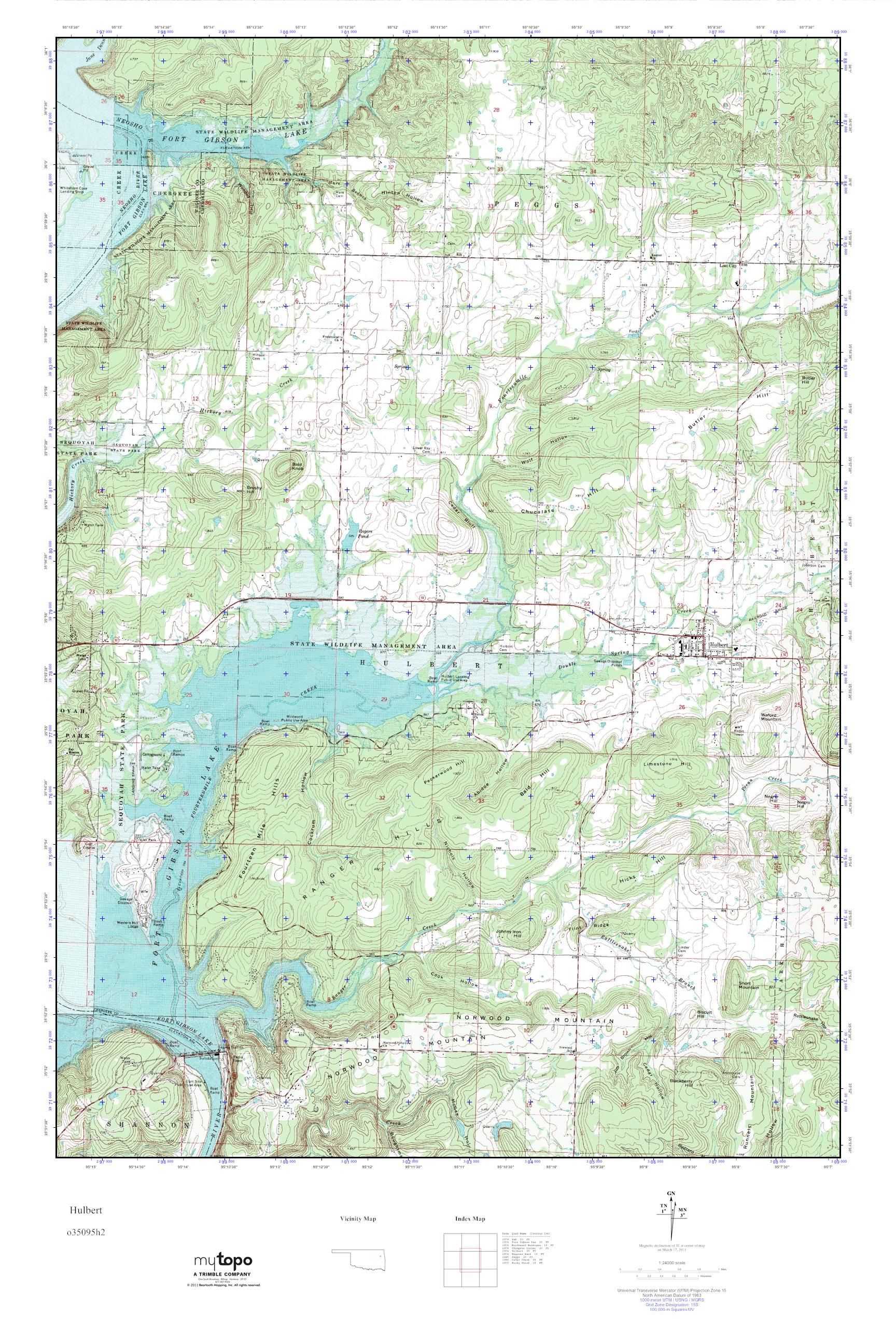 MyTopo Hulbert, Oklahoma USGS Quad Topo Map