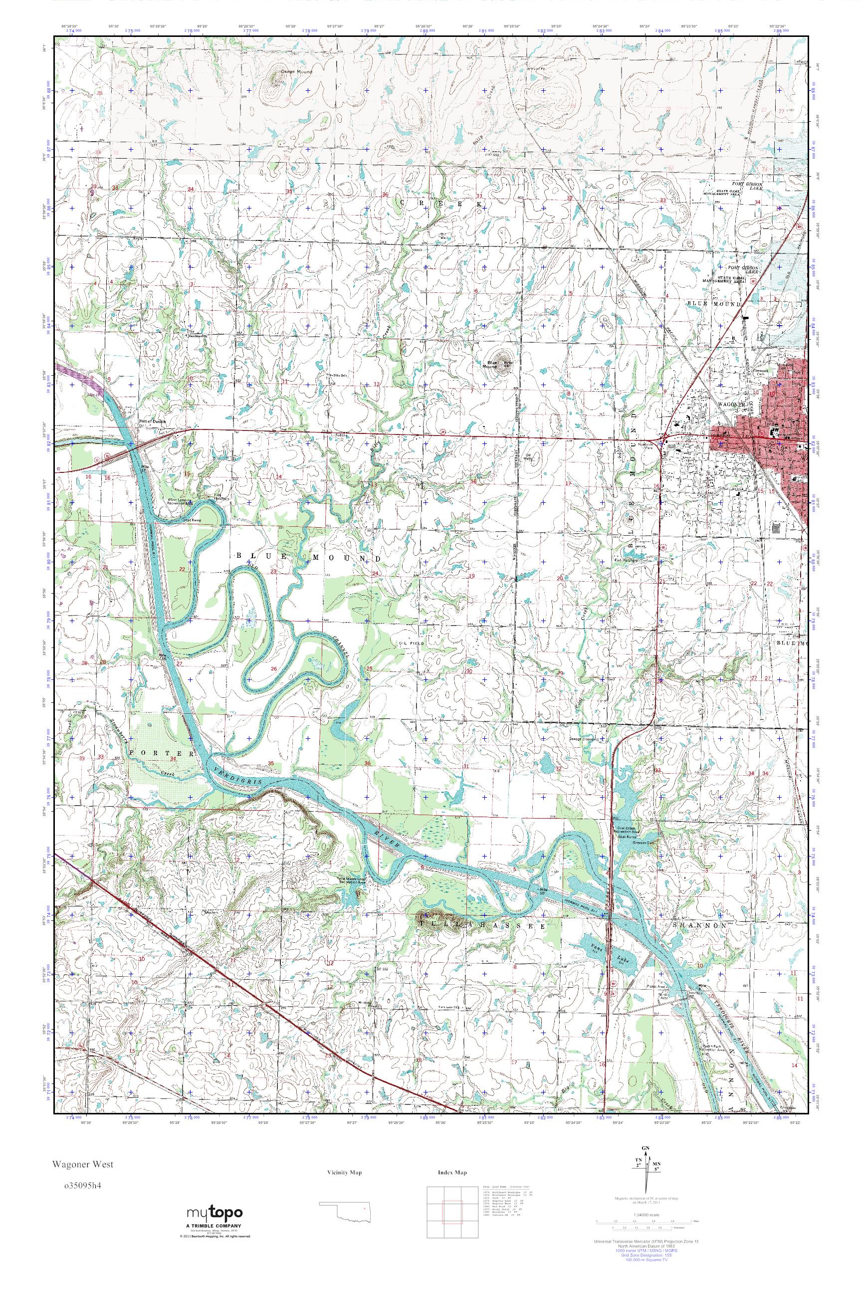 MyTopo Wagoner West, Oklahoma USGS Quad Topo Map