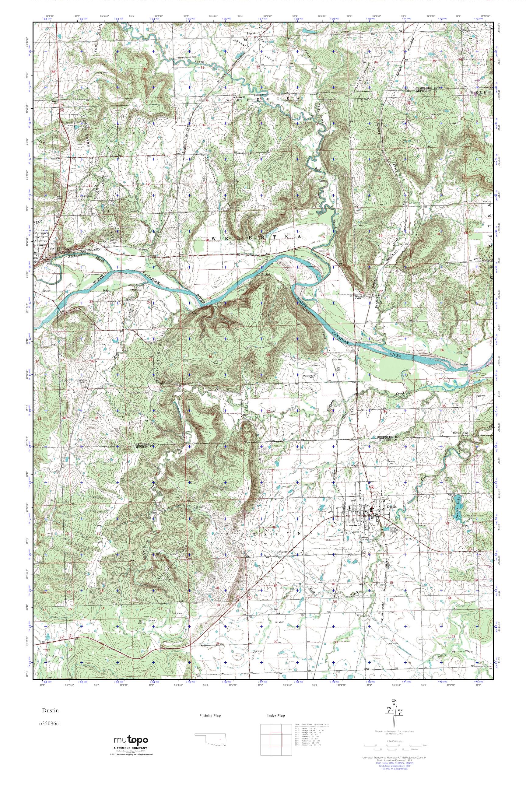 MyTopo Dustin, Oklahoma USGS Quad Topo Map