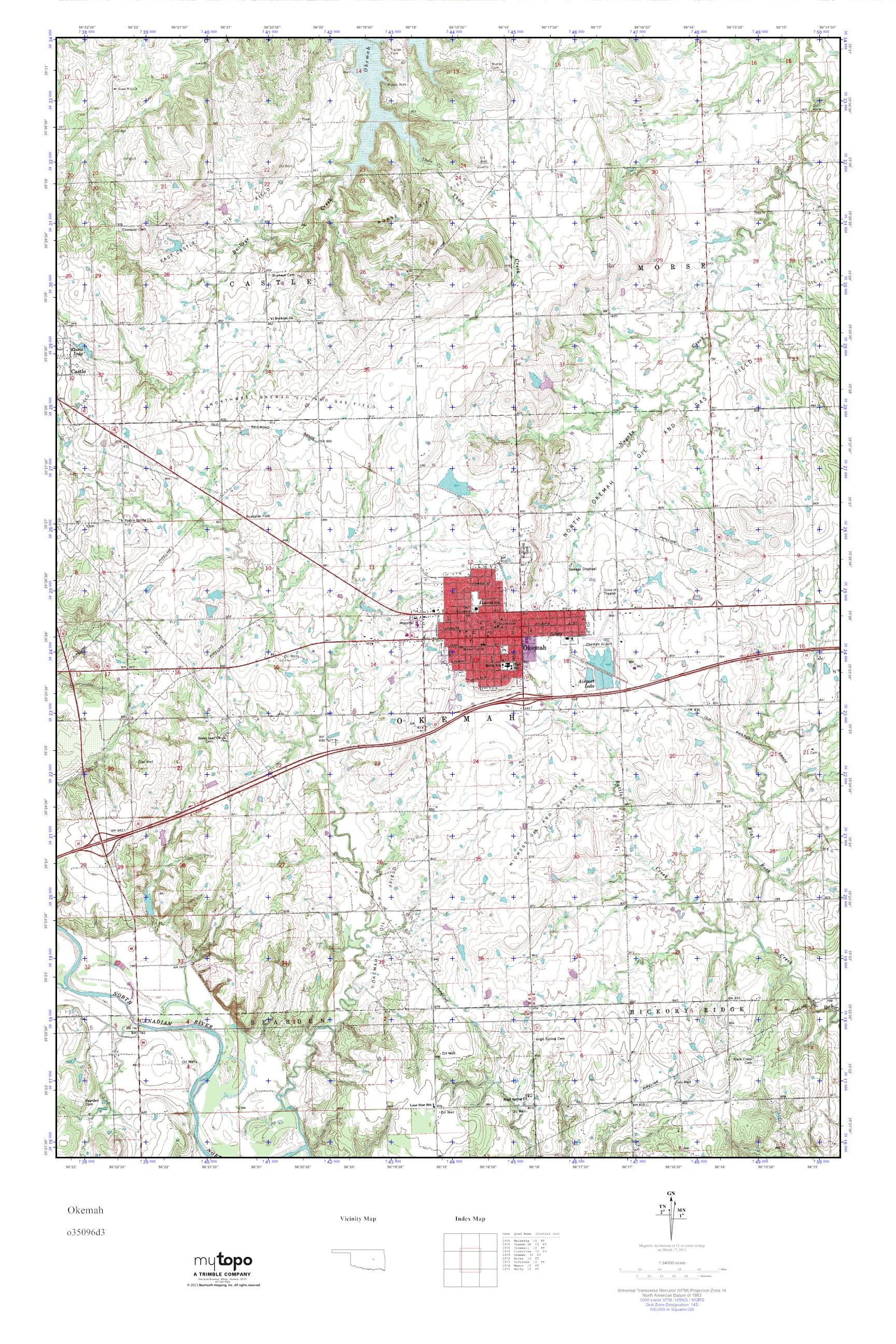 MyTopo Okemah, Oklahoma USGS Quad Topo Map