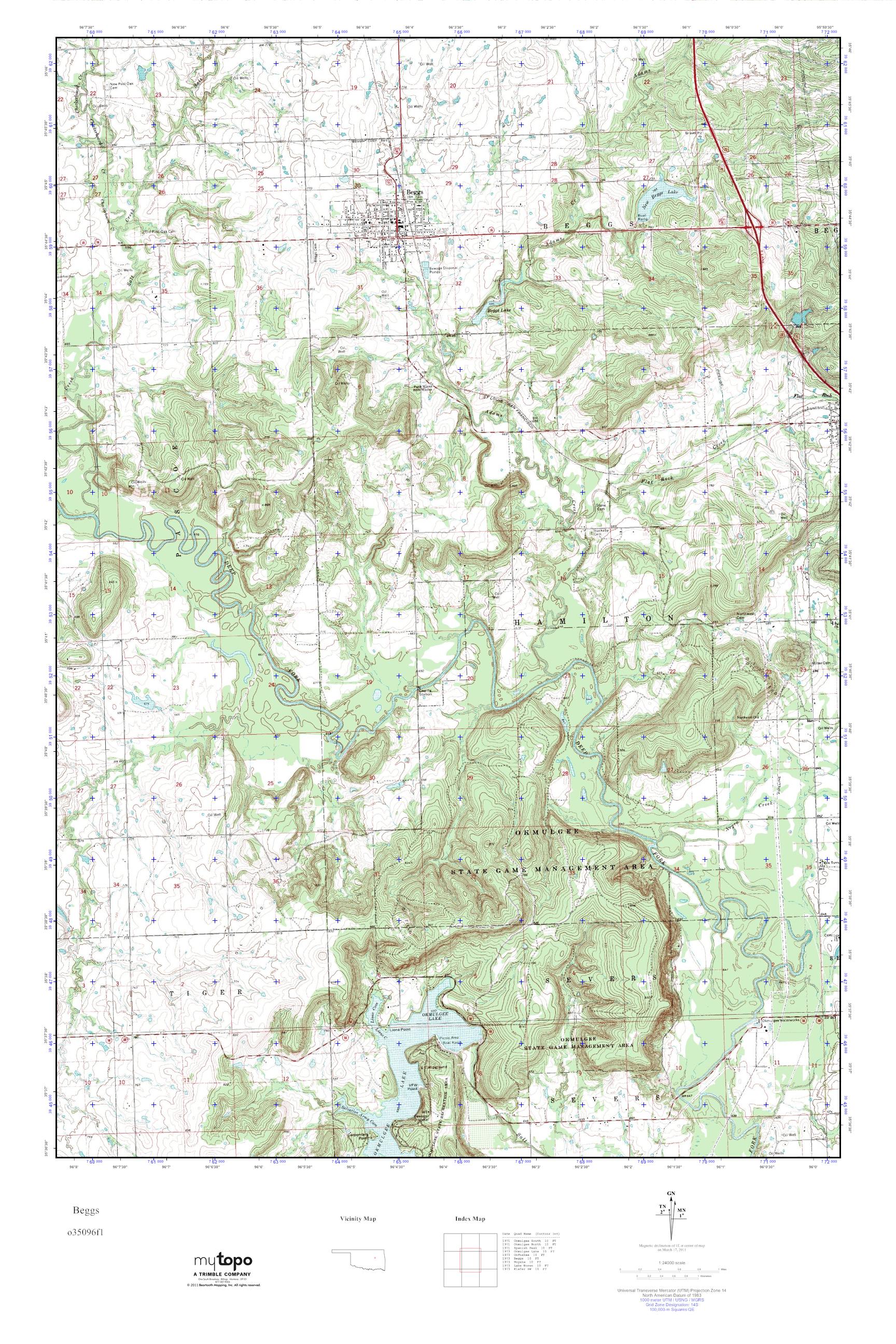 MyTopo Beggs, Oklahoma USGS Quad Topo Map