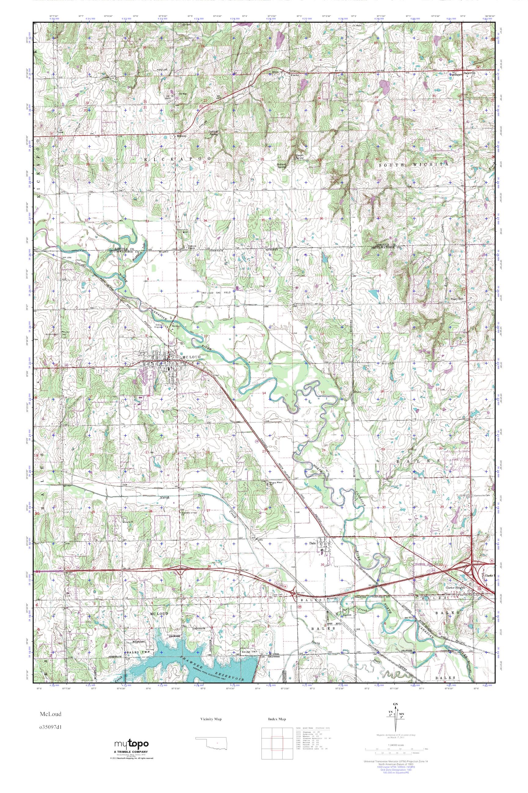 MyTopo McLoud, Oklahoma USGS Quad Topo Map