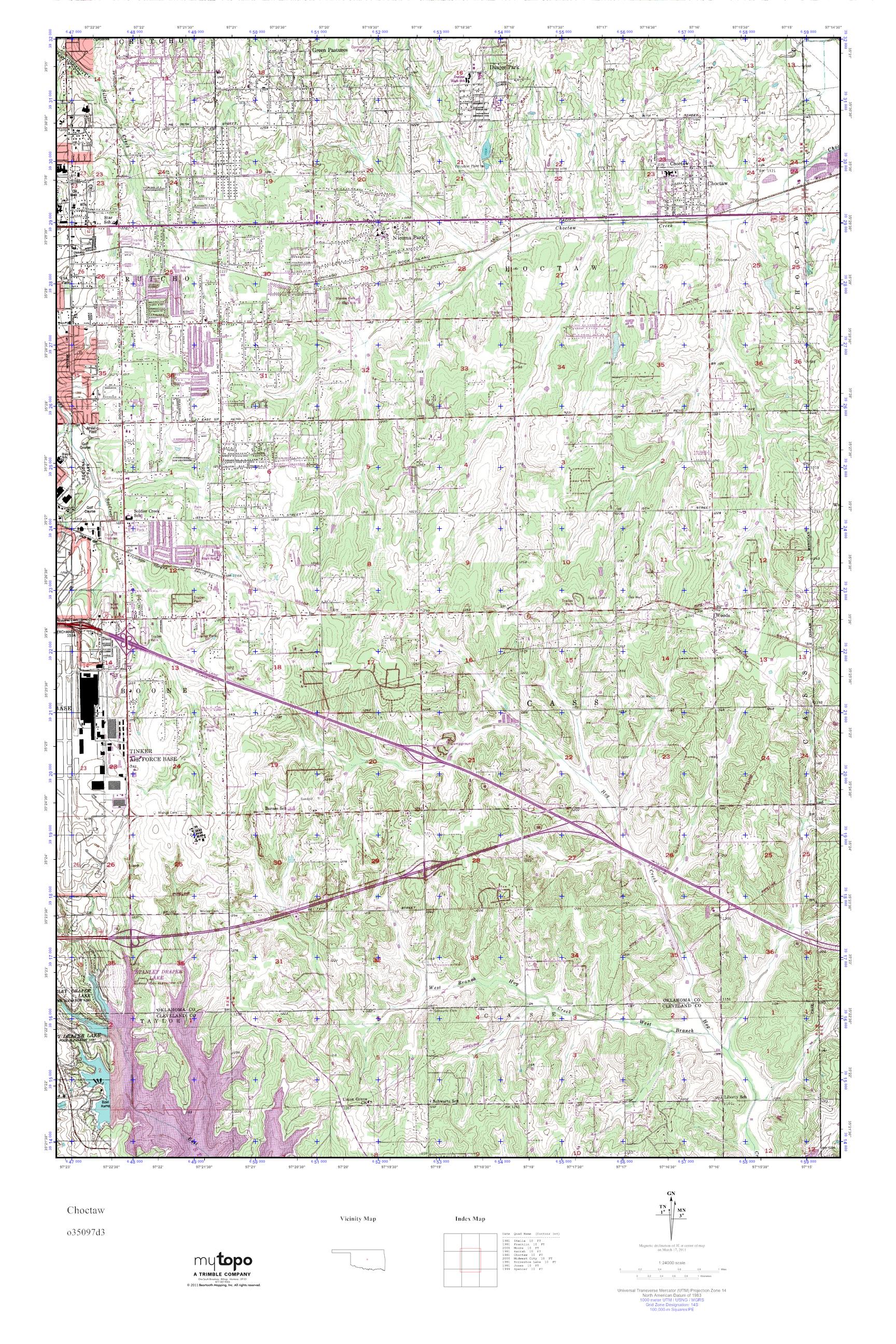 MyTopo Choctaw, Oklahoma USGS Quad Topo Map
