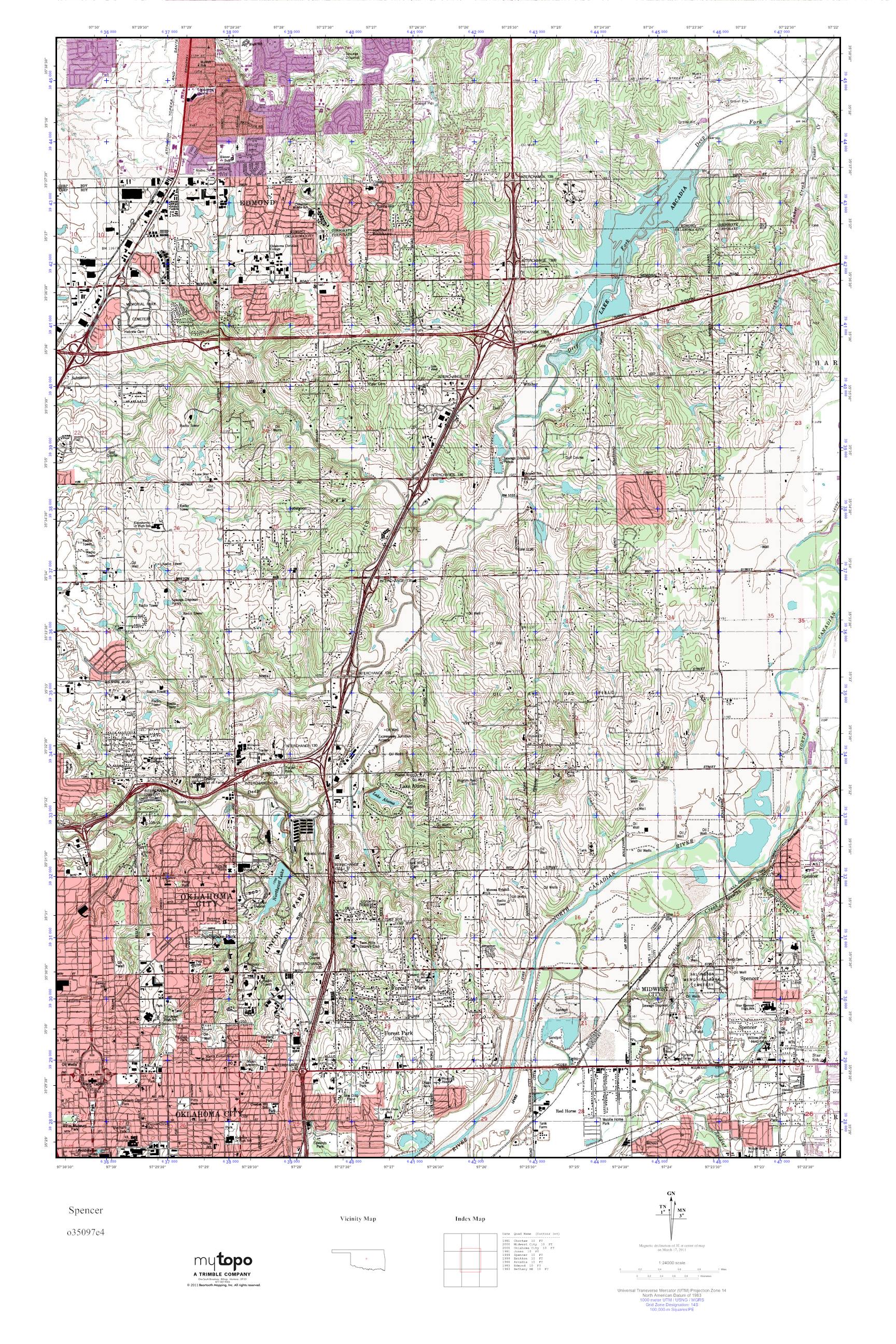 MyTopo Spencer, Oklahoma USGS Quad Topo Map
