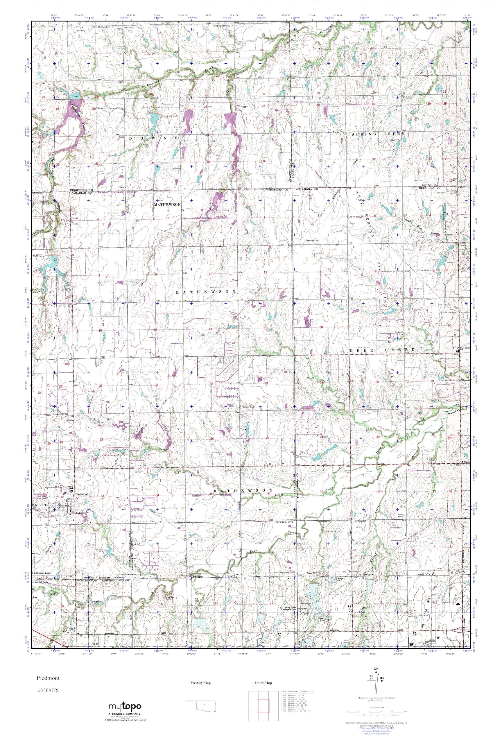 MyTopo Piedmont, Oklahoma USGS Quad Topo Map