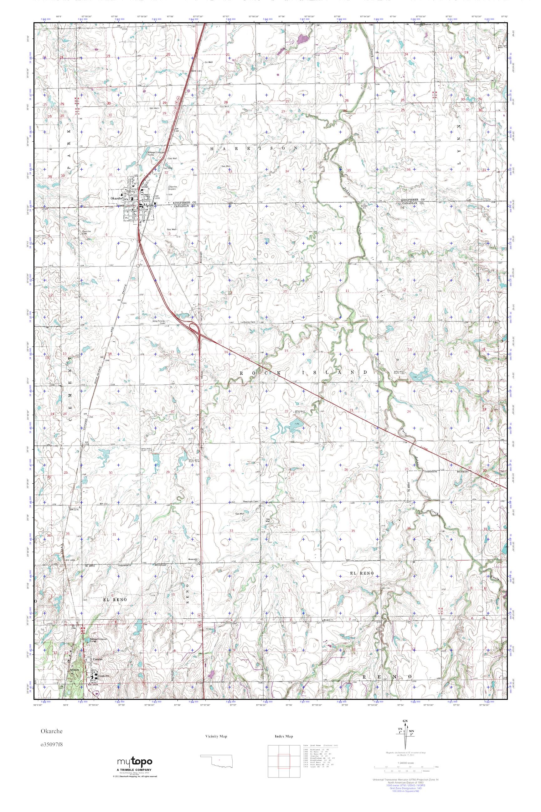 MyTopo Okarche, Oklahoma USGS Quad Topo Map