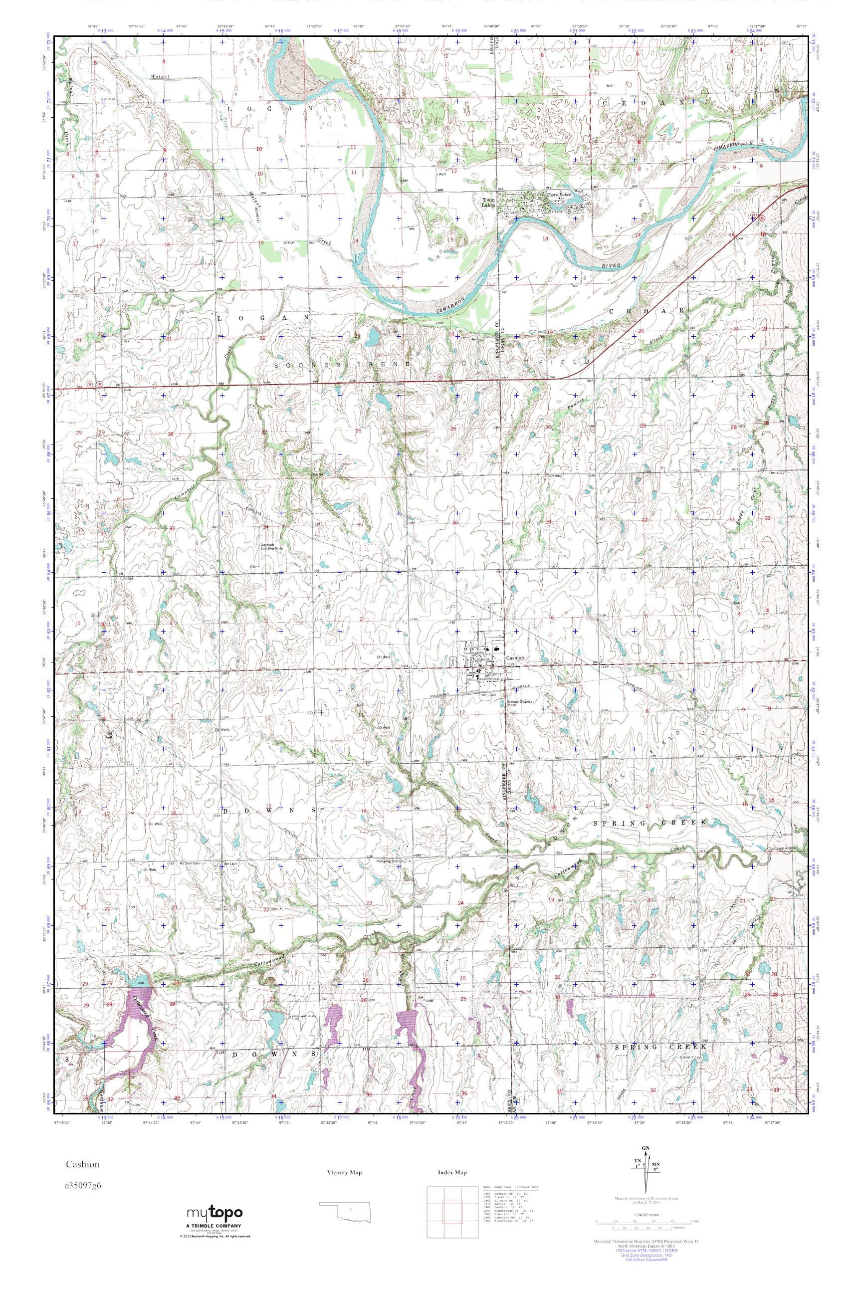 MyTopo Cashion, Oklahoma USGS Quad Topo Map