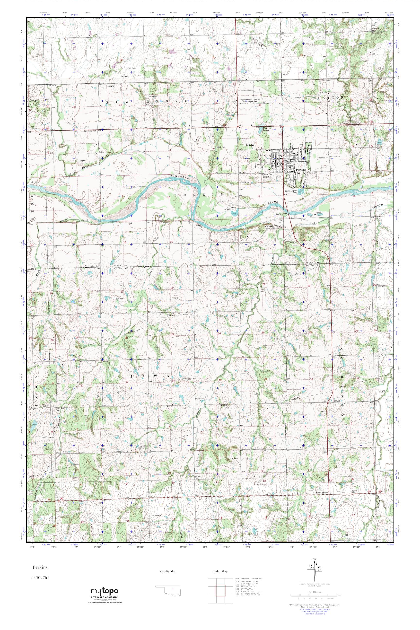 MyTopo Perkins, Oklahoma USGS Quad Topo Map