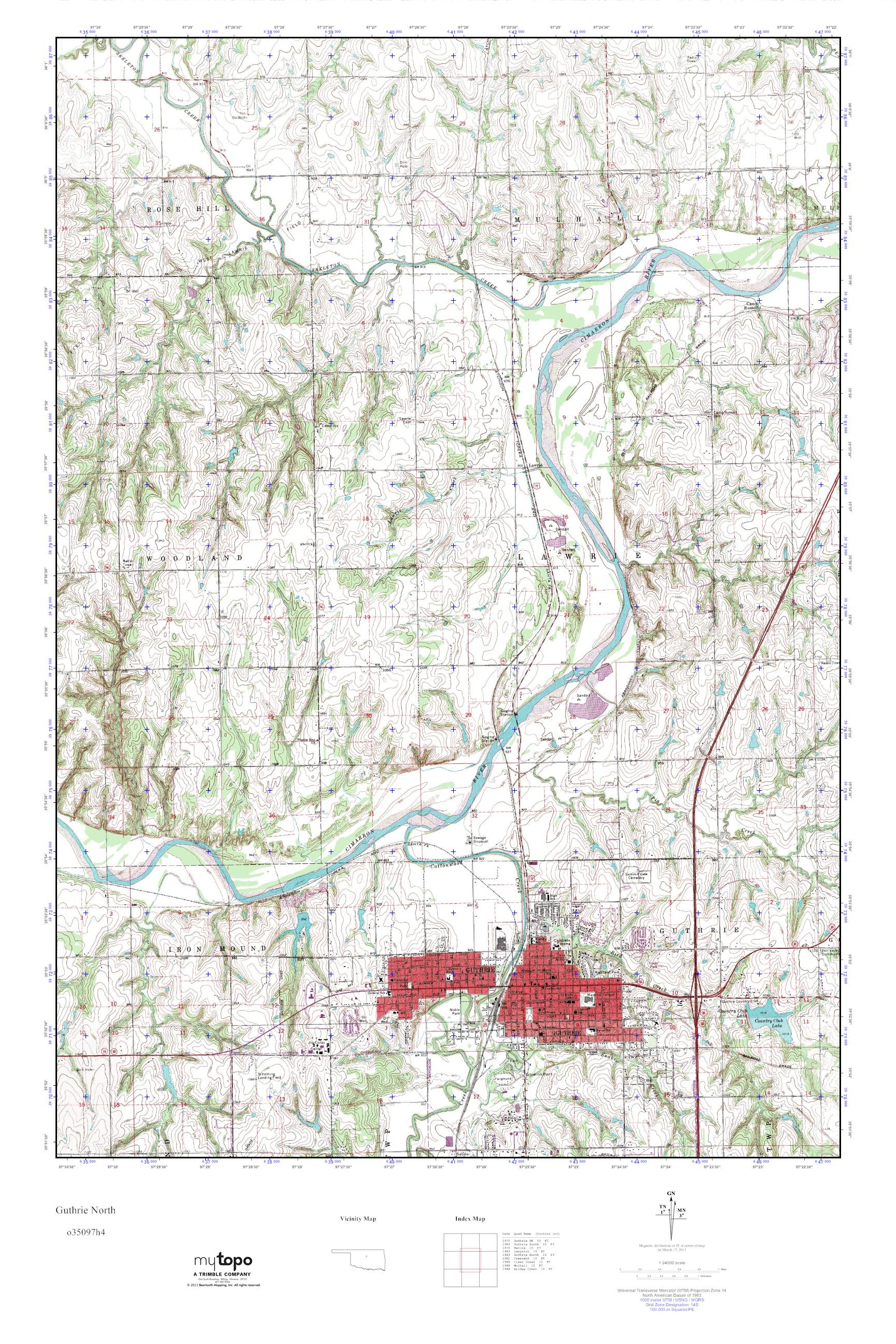 MyTopo Guthrie North, Oklahoma USGS Quad Topo Map