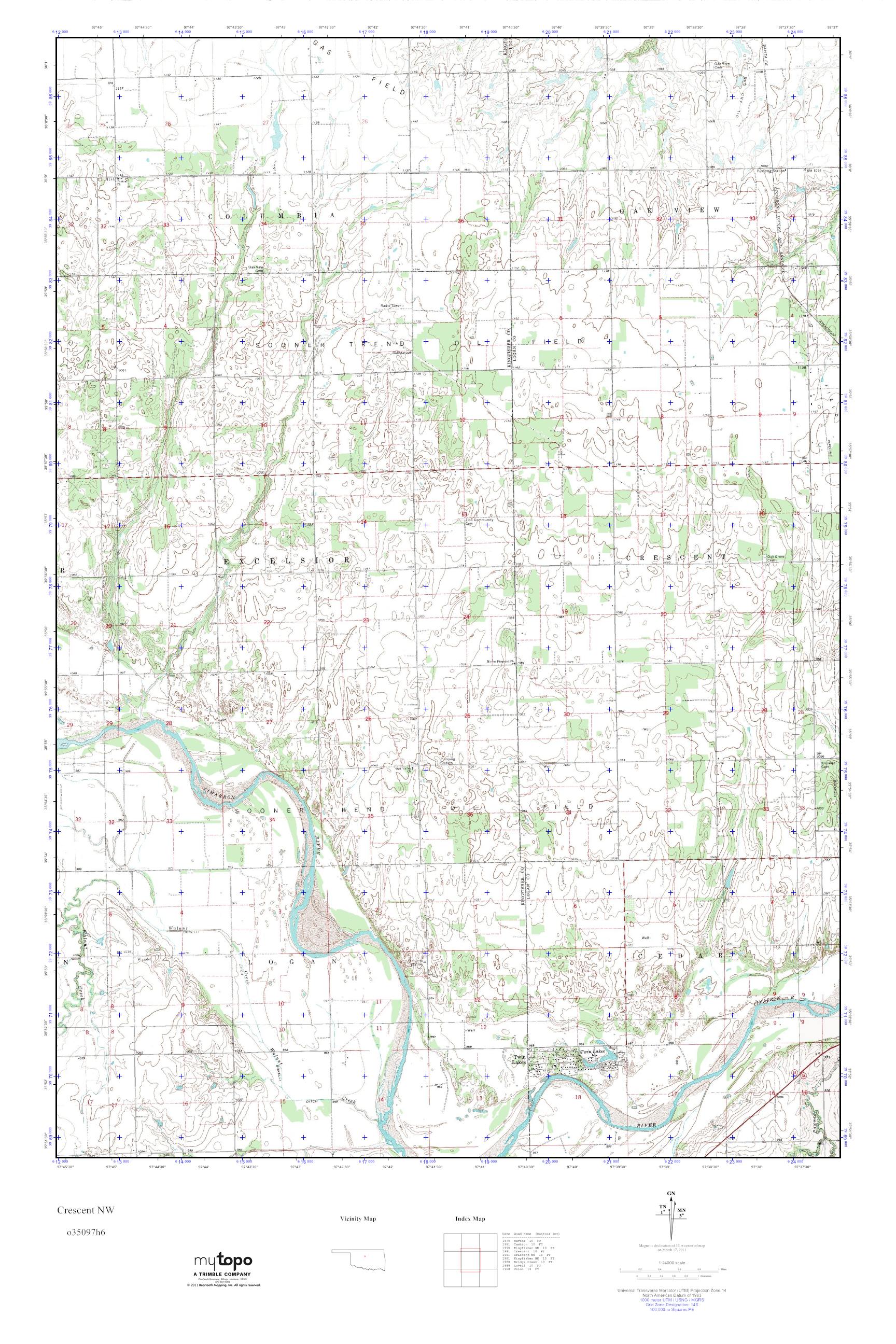 MyTopo Crescent NW, Oklahoma USGS Quad Topo Map